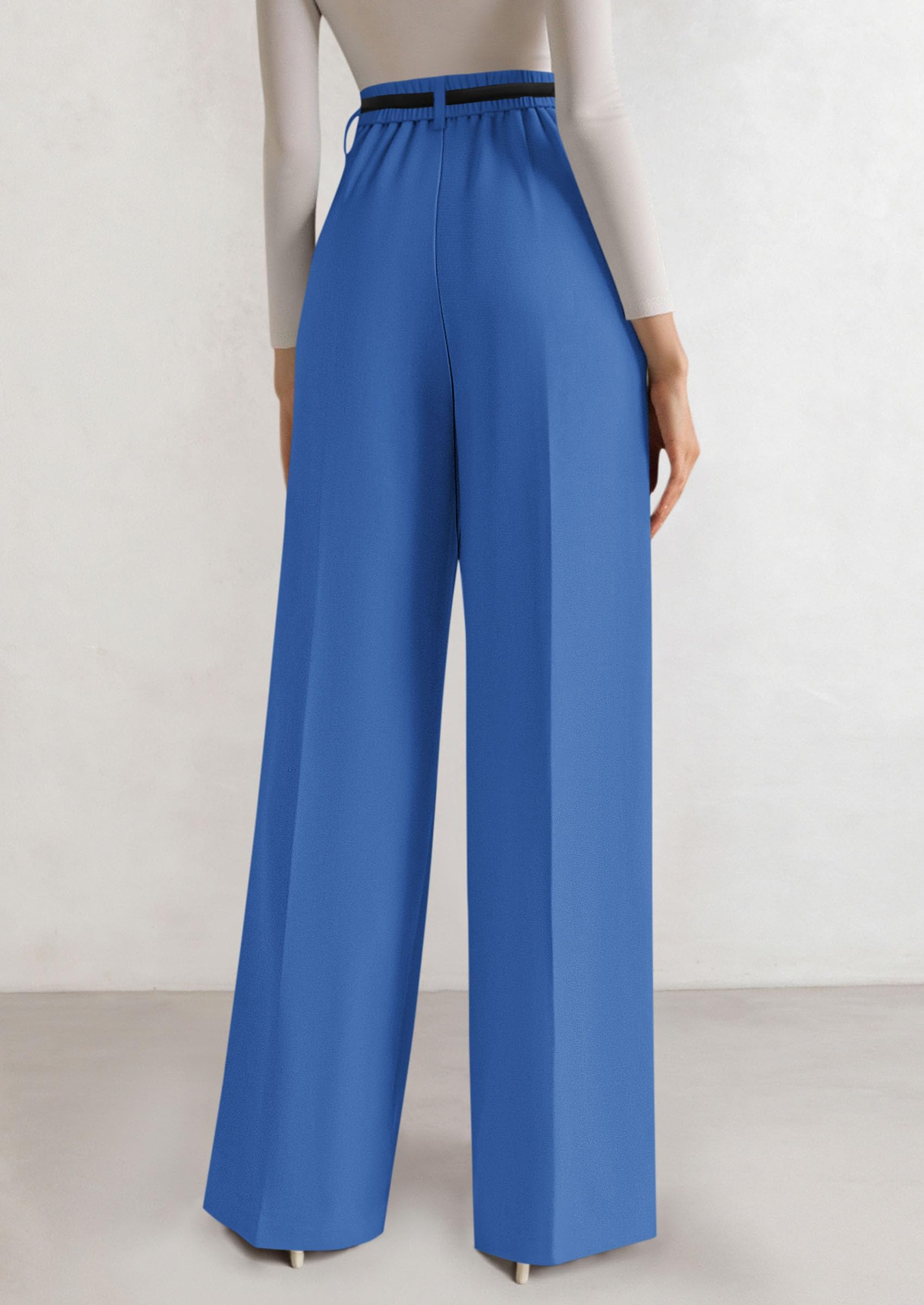 Women's Tailored Wide Leg Work Dress Pants,Blue,XS
