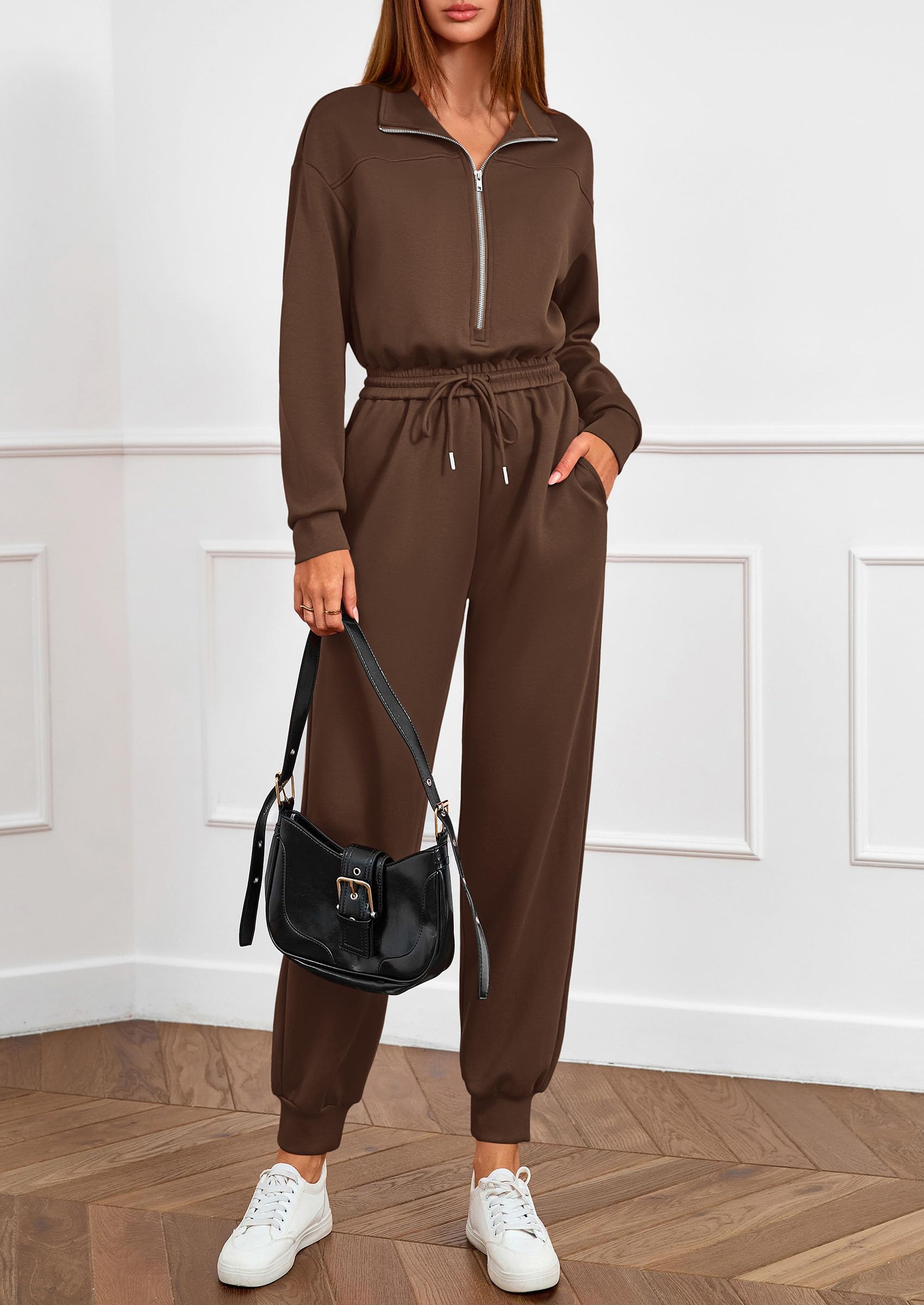 Long Sleeve Jumpsuits for Women Fall One Piece Travel Outfits