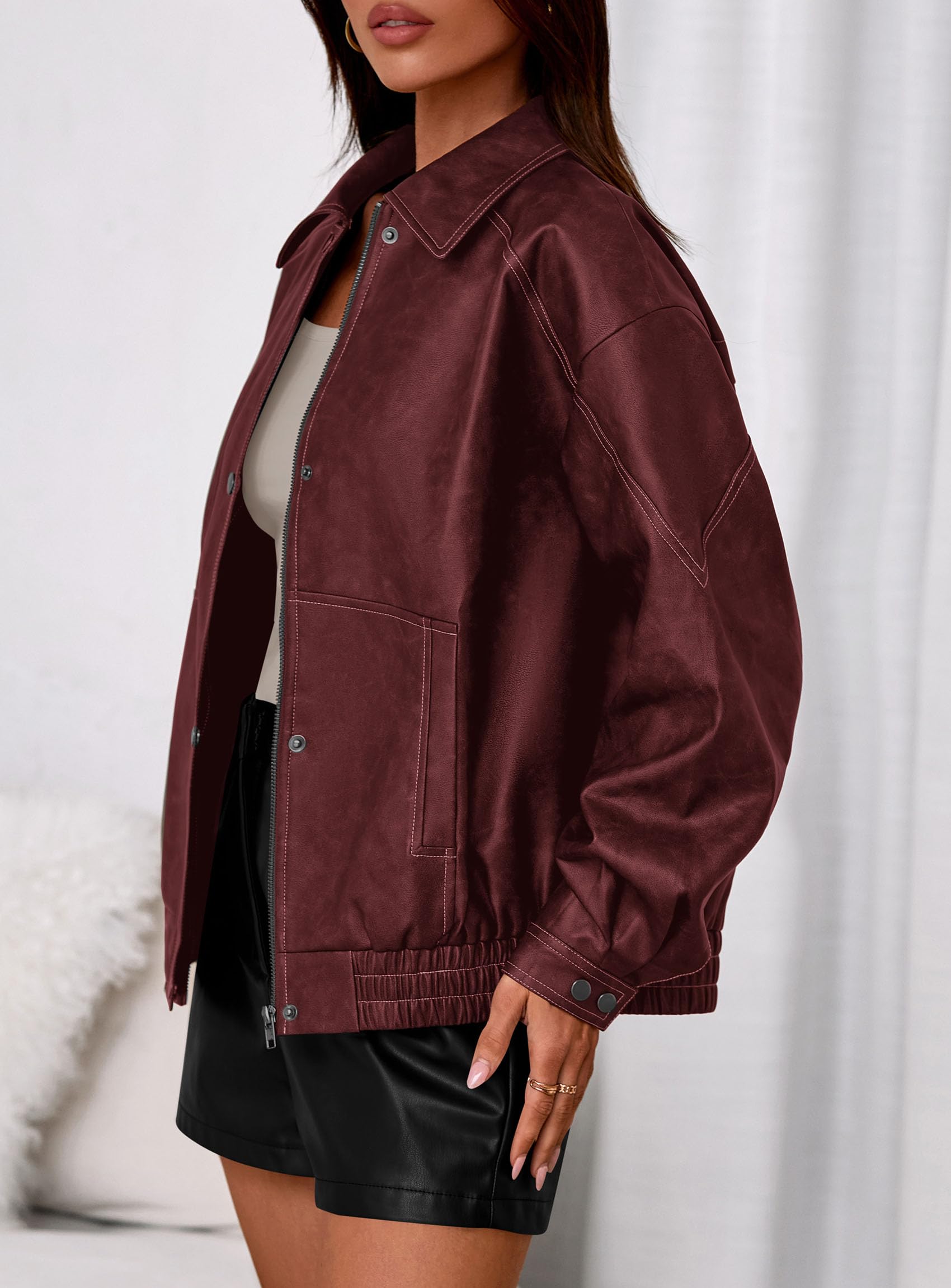Womens Oversized Faux Leather Jacket Fall Winter Outfits