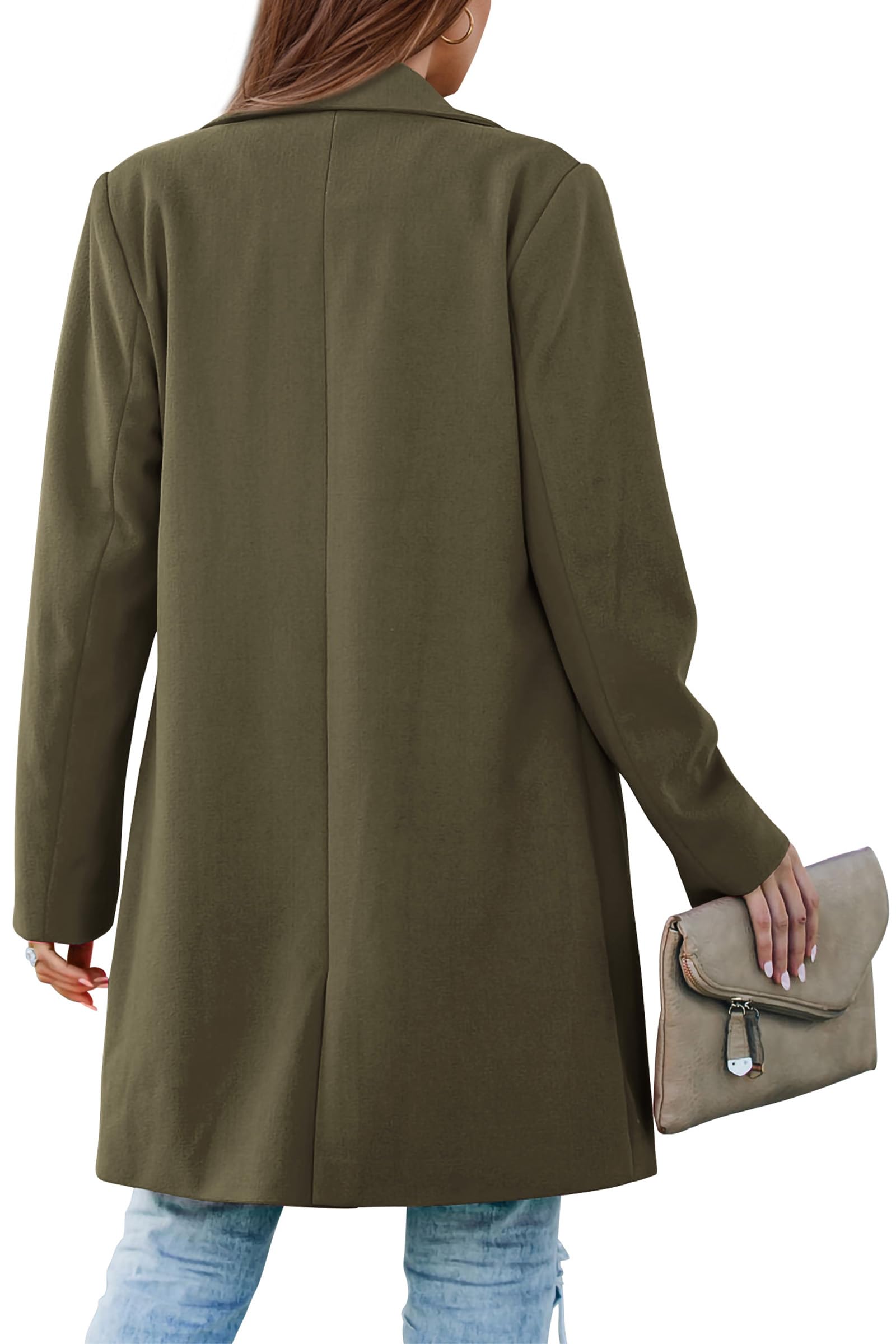 Women's Business Casual Long Blazer Jackets(Army Green,S)