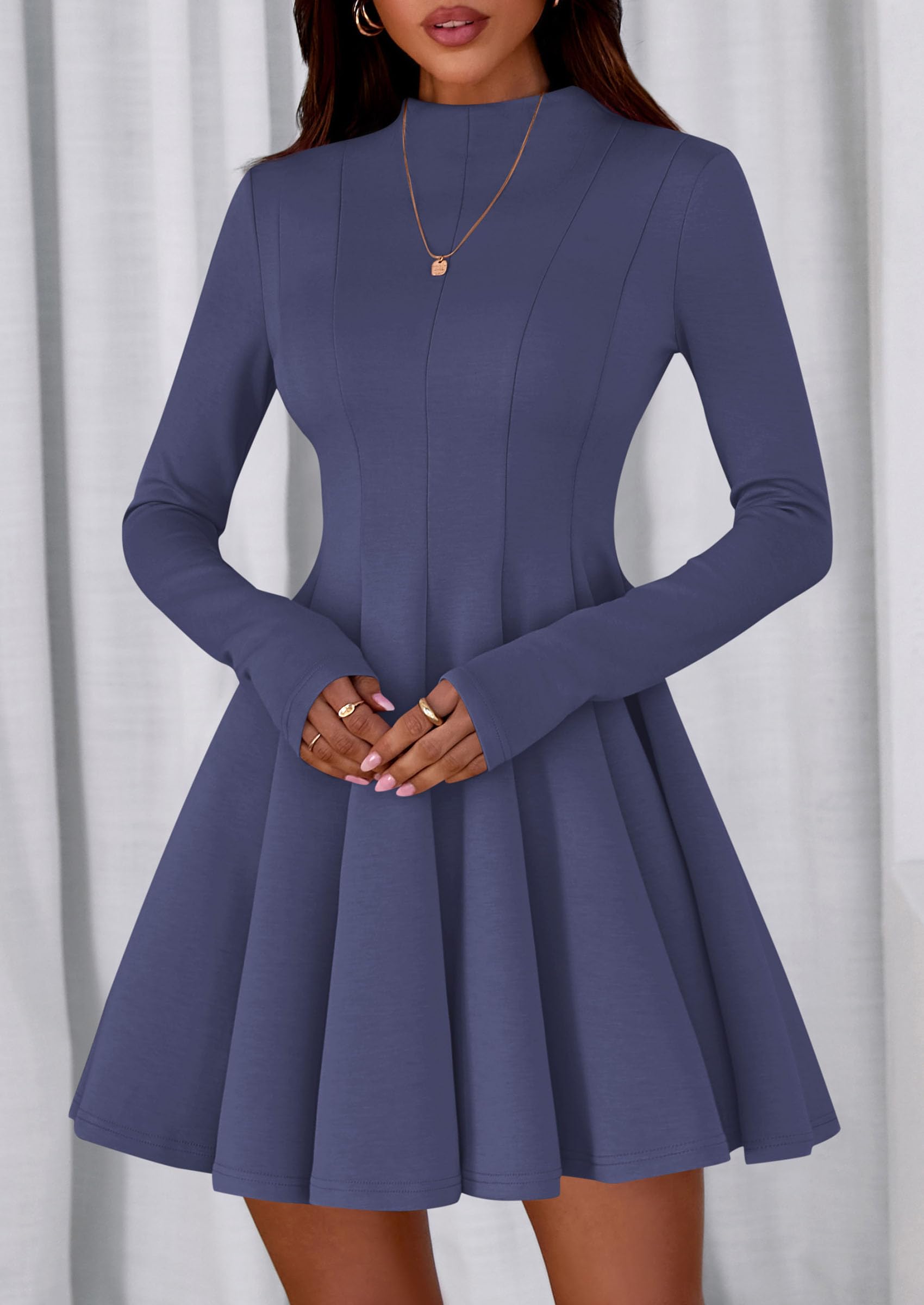 Fall Dresses for Women Long Sleeve Flowy Mini Homecoming Dress