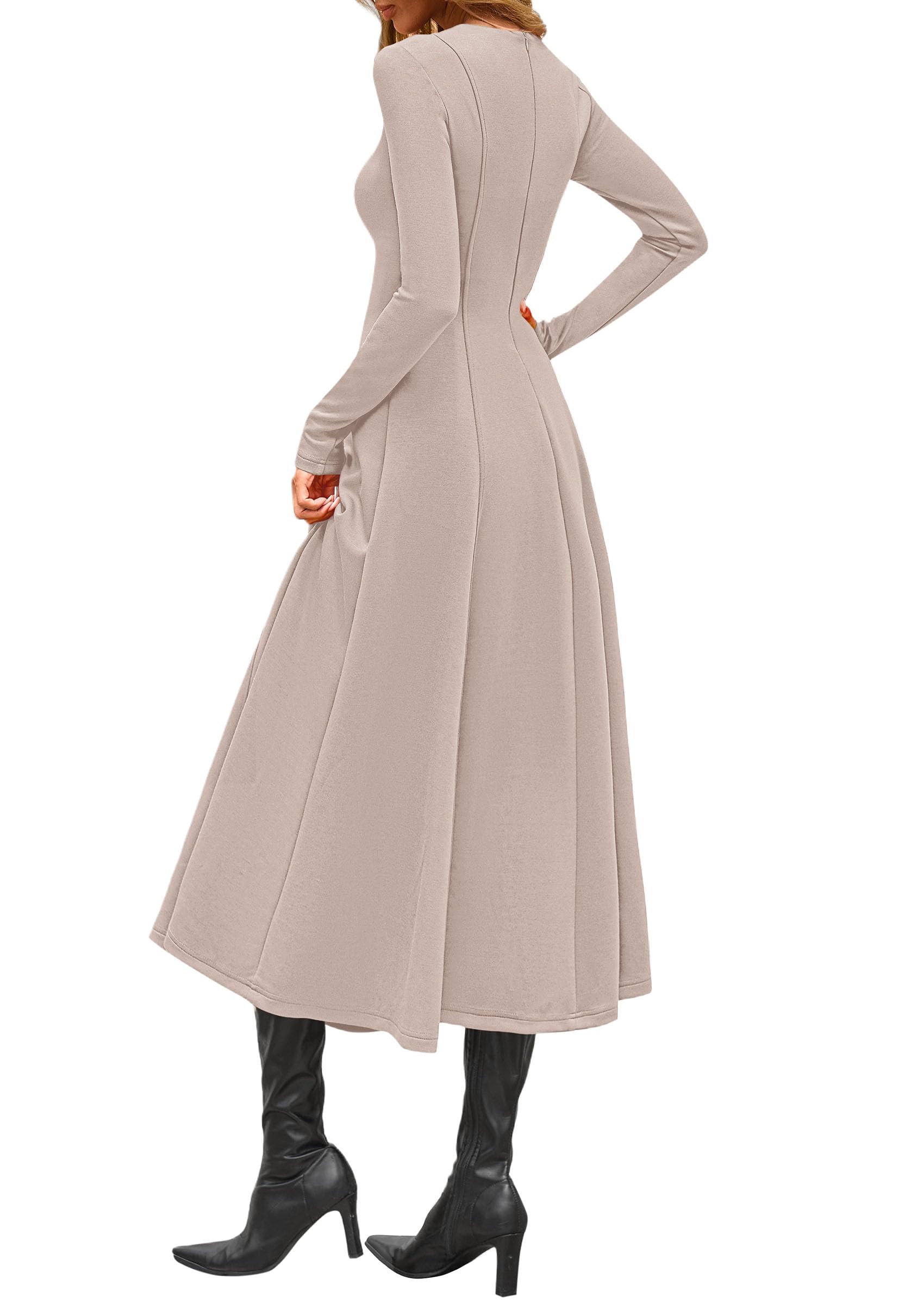 Women's Fall Long Sleeve A Line Midi Elegant Cocktail Dress