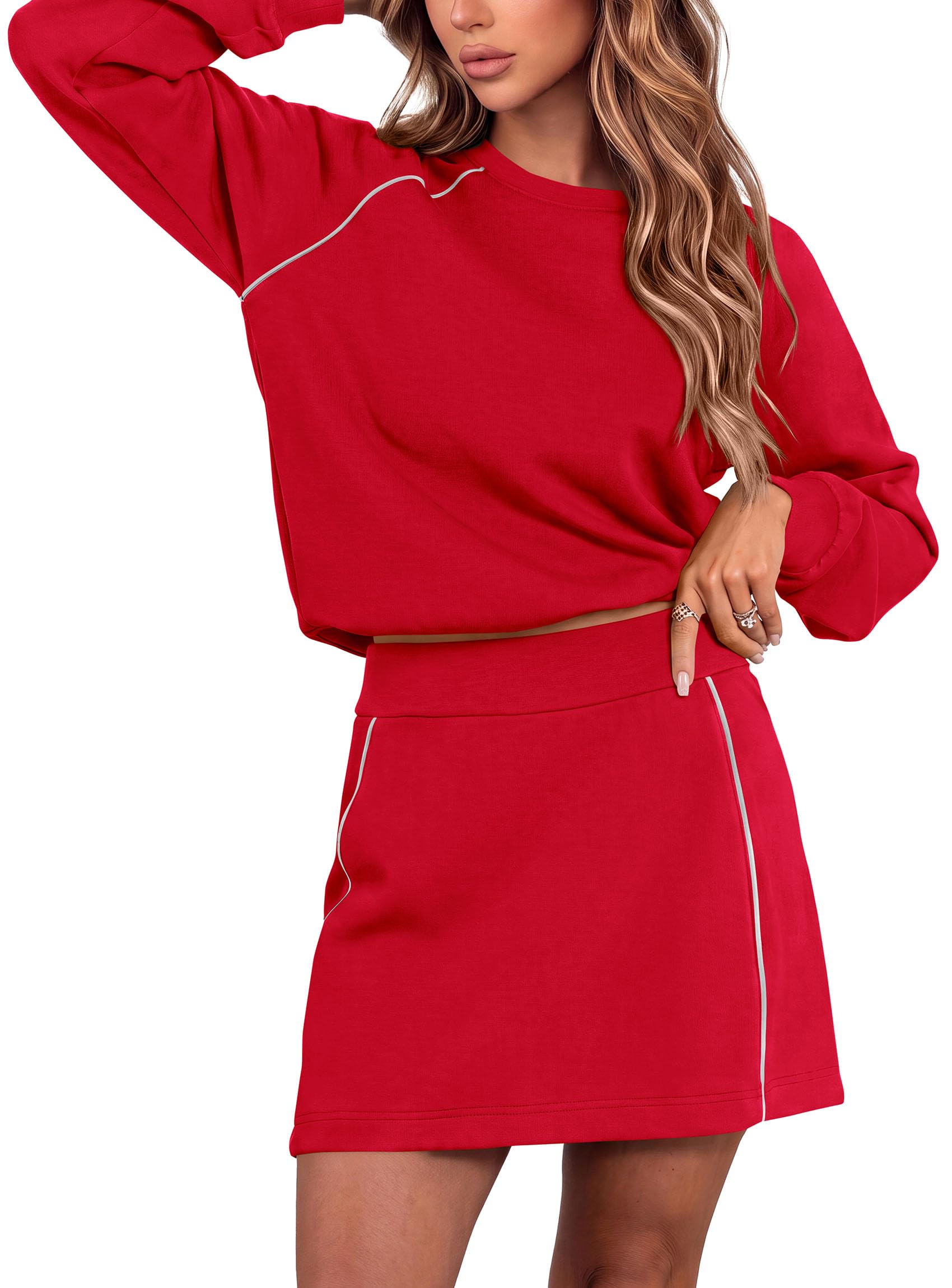 Women's Two Piece Airport Outfits Matching Skirt Sets