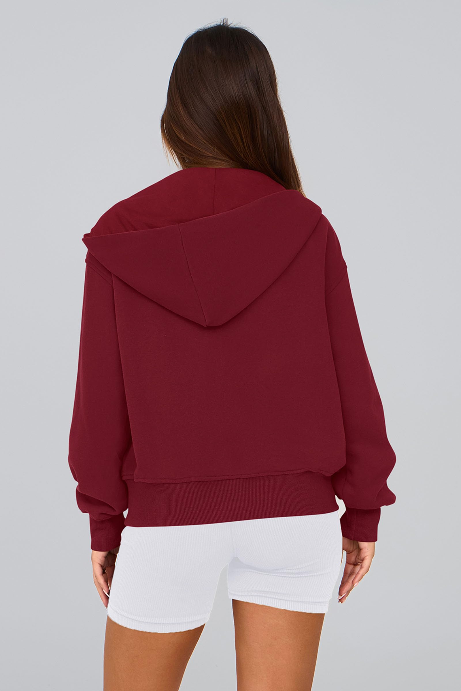 Hoodies for Women Fall Fashion Zip Up Fleece Plain Sweatshirt