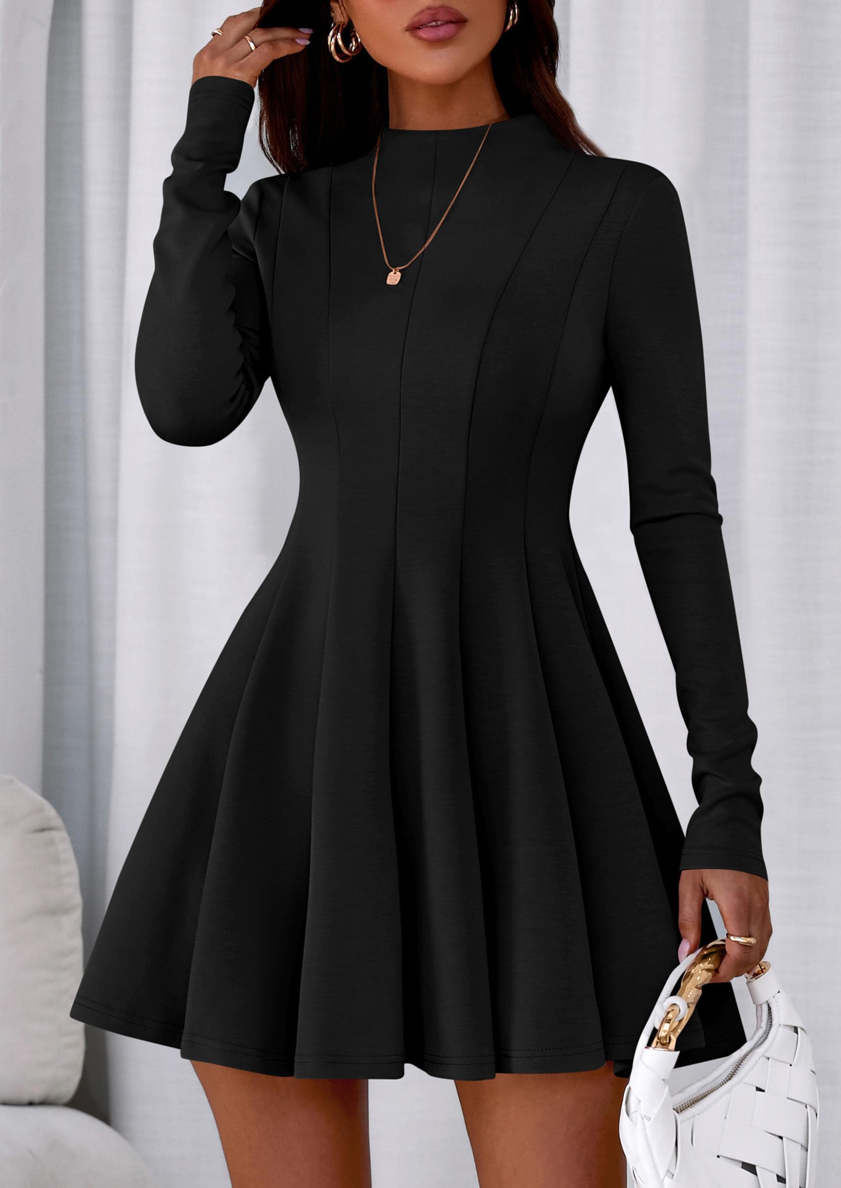 Fall Dresses for Women Long Sleeve Flowy Mini Homecoming Dress