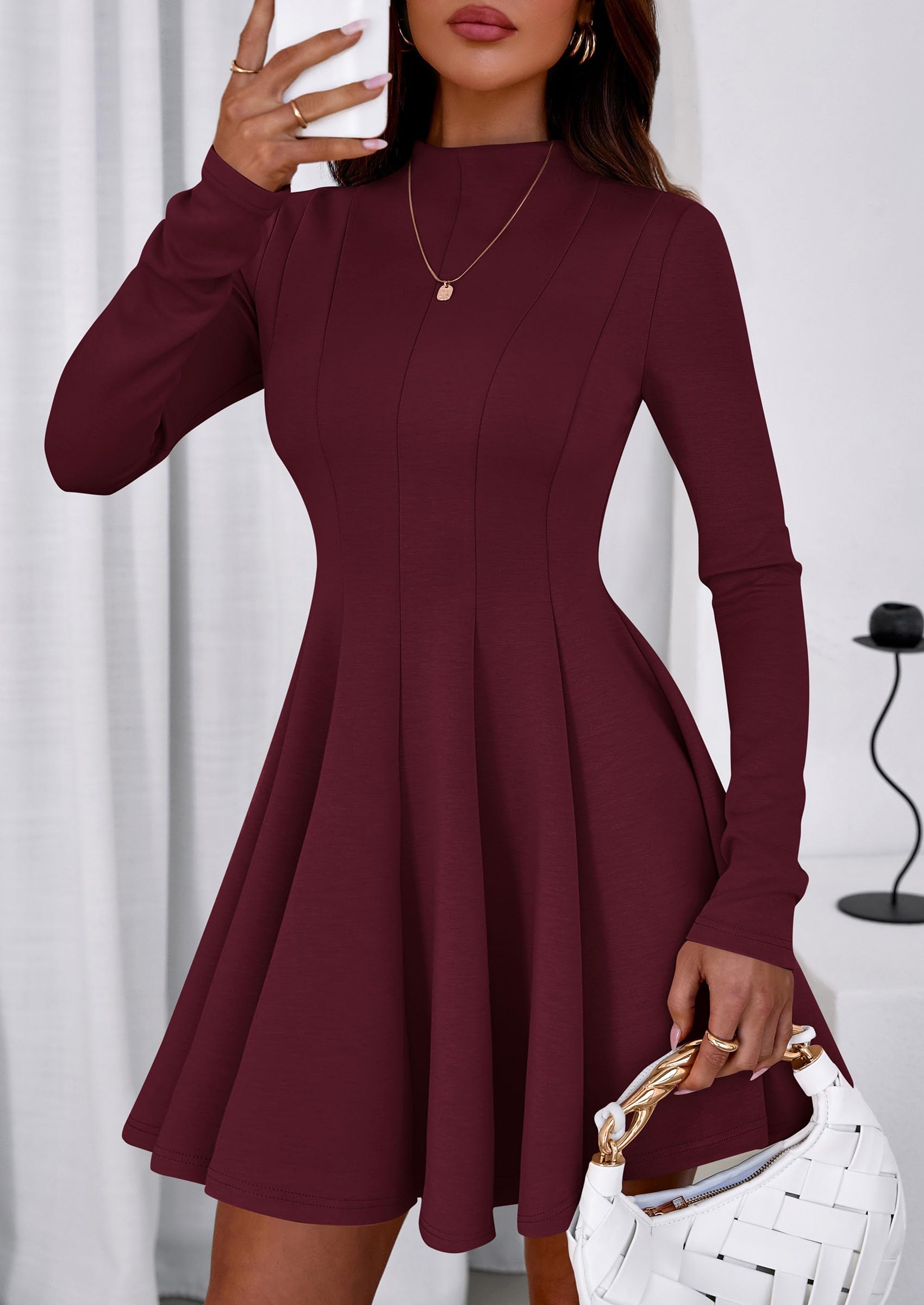 Fall Dresses for Women Long Sleeve Flowy Mini Homecoming Dress
