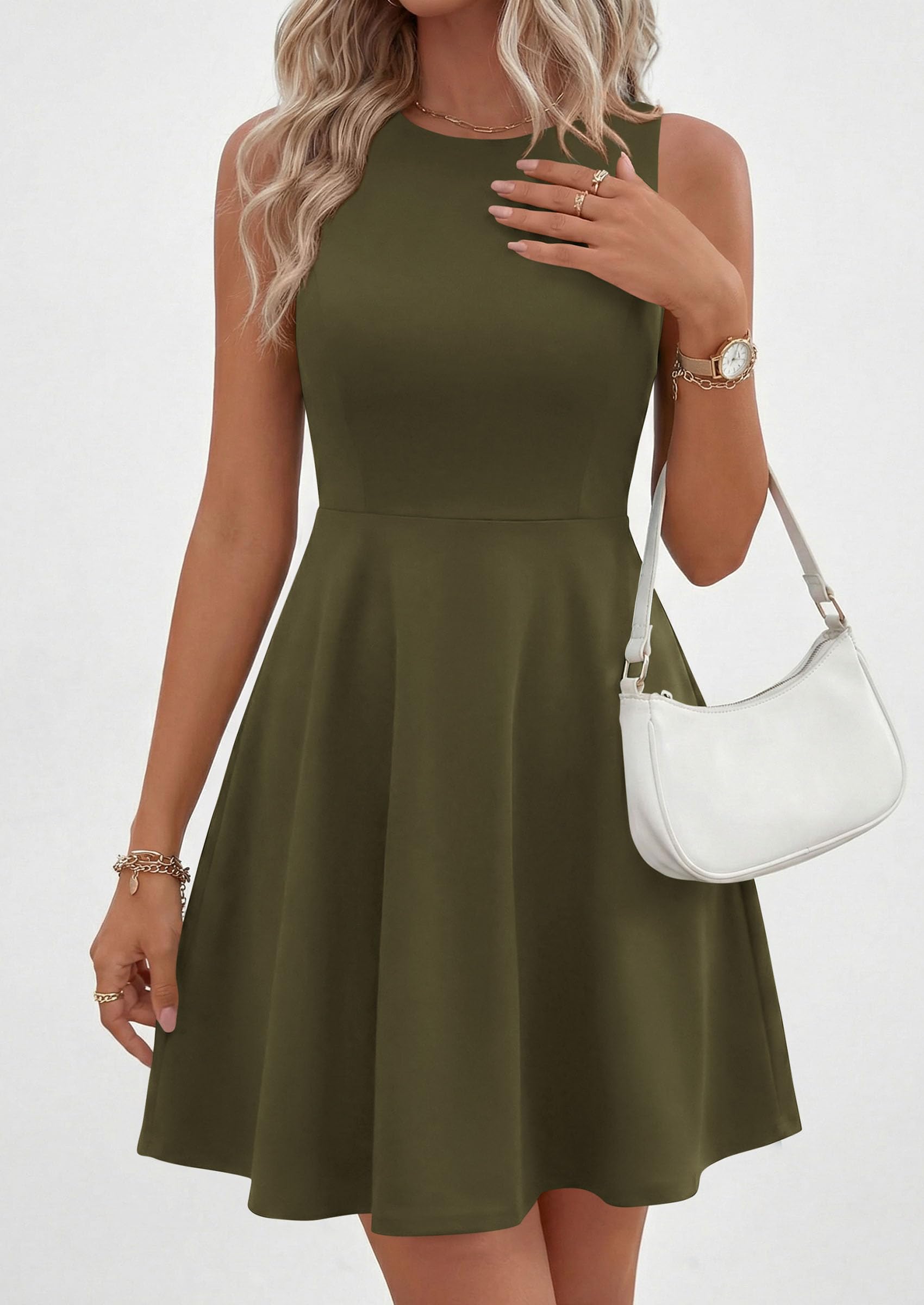 A Line Cocktail Dresses for Women Elegant, Army Green,S