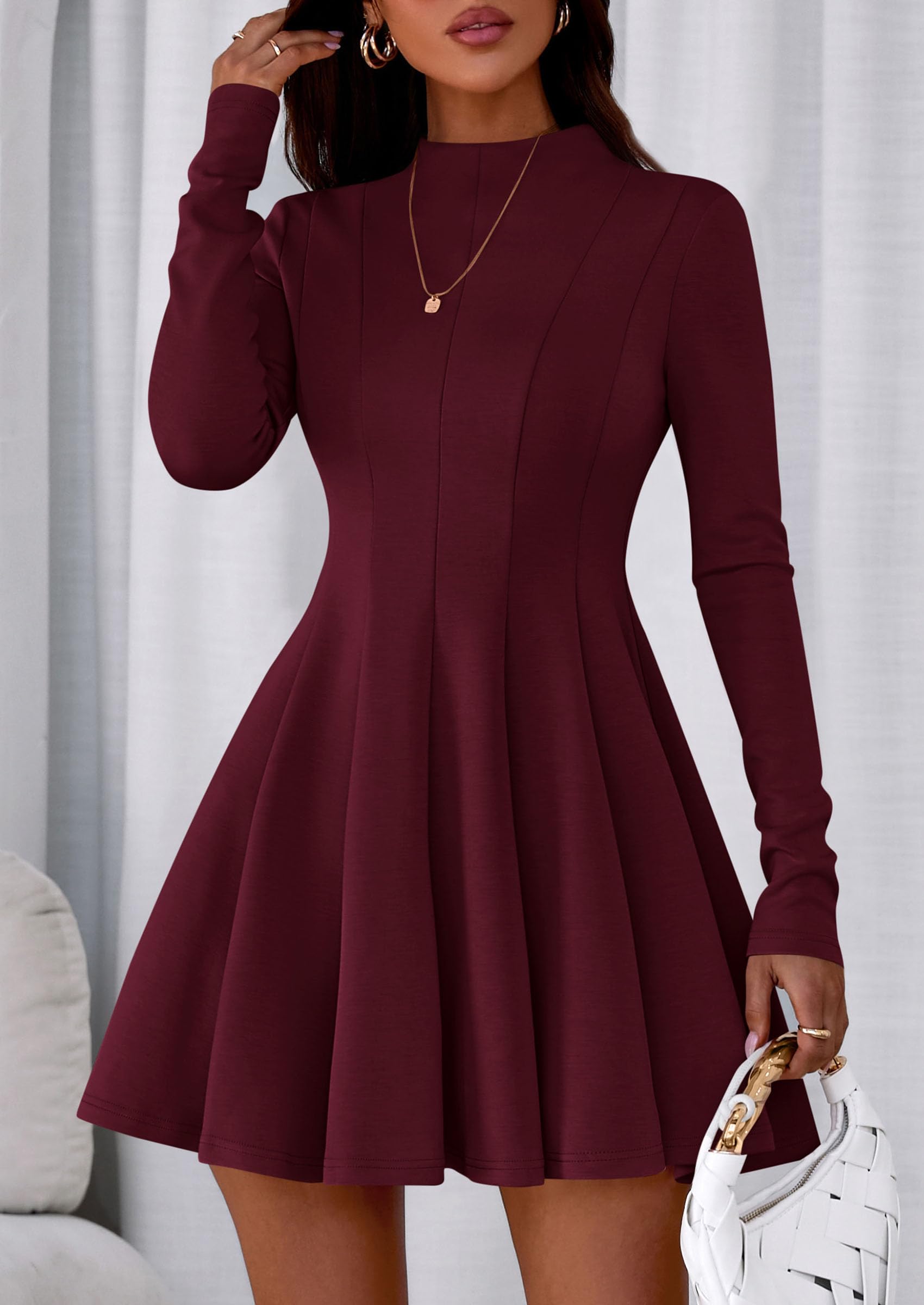 Fall Dresses for Women Long Sleeve Flowy Mini Homecoming Dress