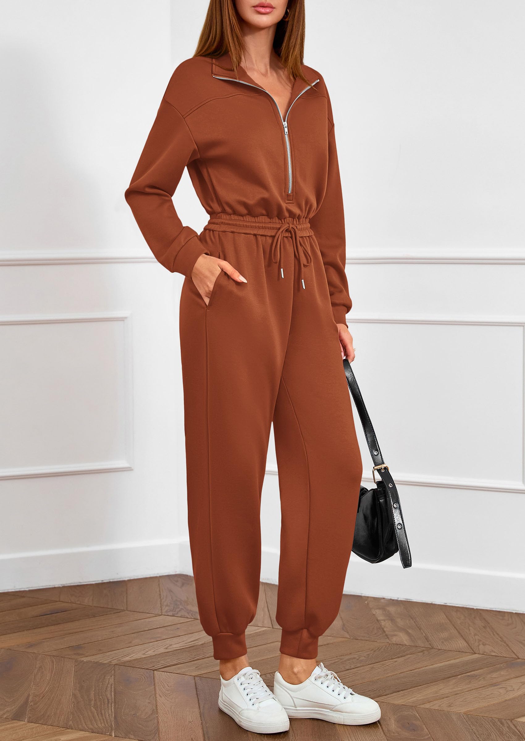 Long Sleeve Jumpsuits for Women Fall One Piece Travel Outfits