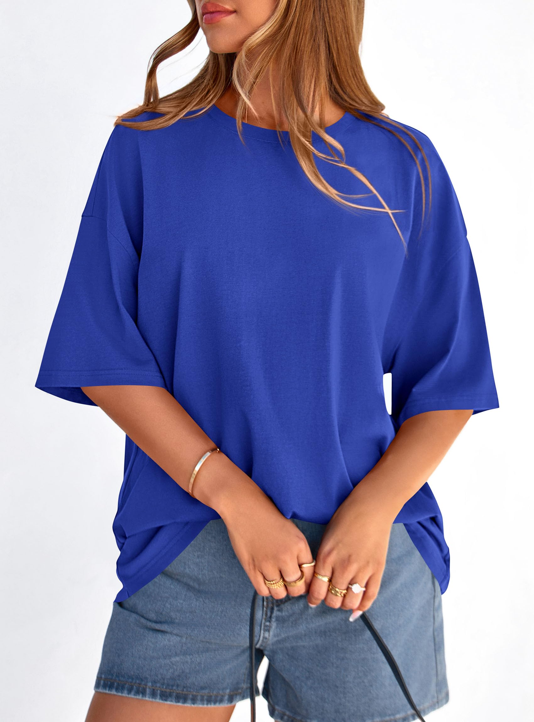 Women's Oversized Tshirts Going Out Tops (Royal Blue,S)