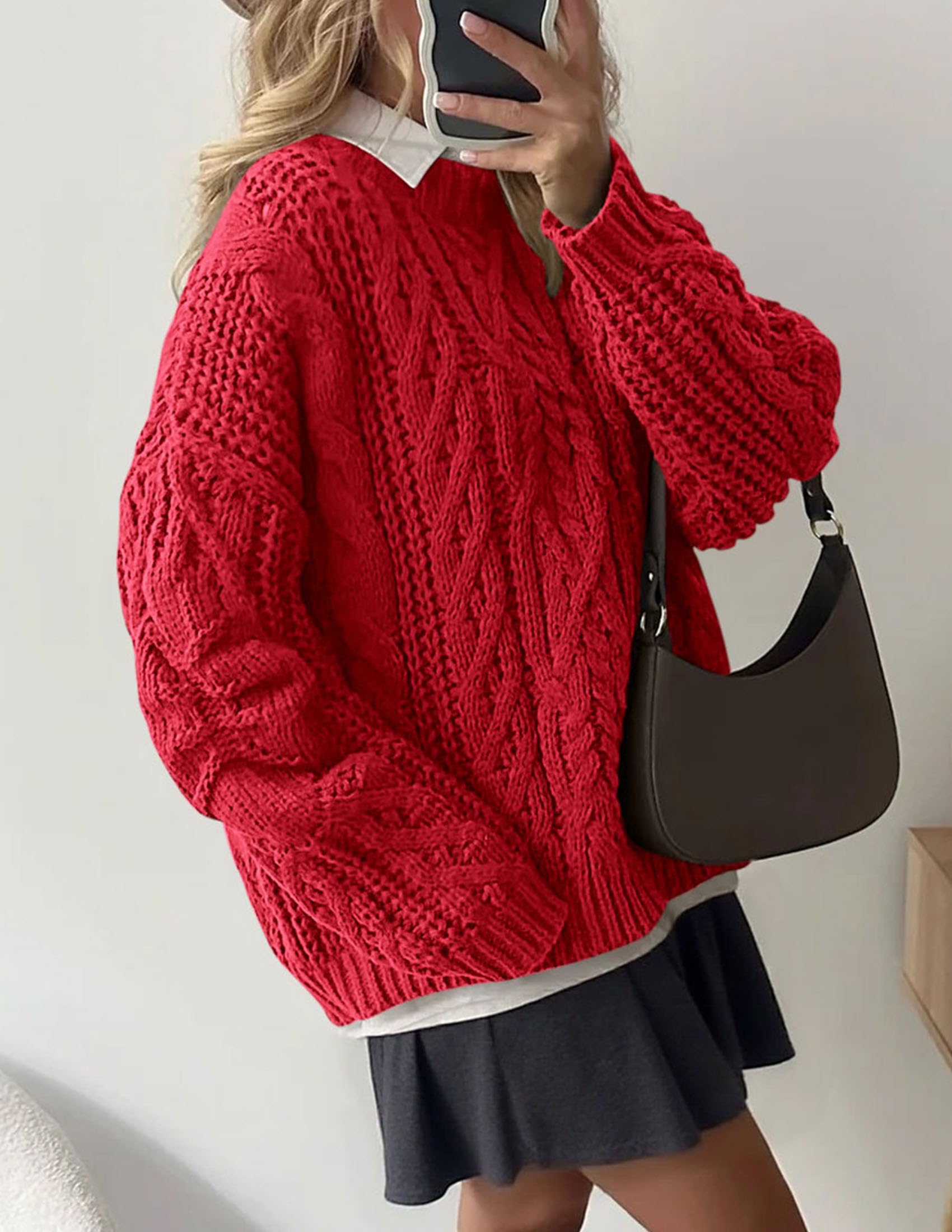 Womens Oversized Fall Sweaters Chunky Cable Knit Pullover Tops