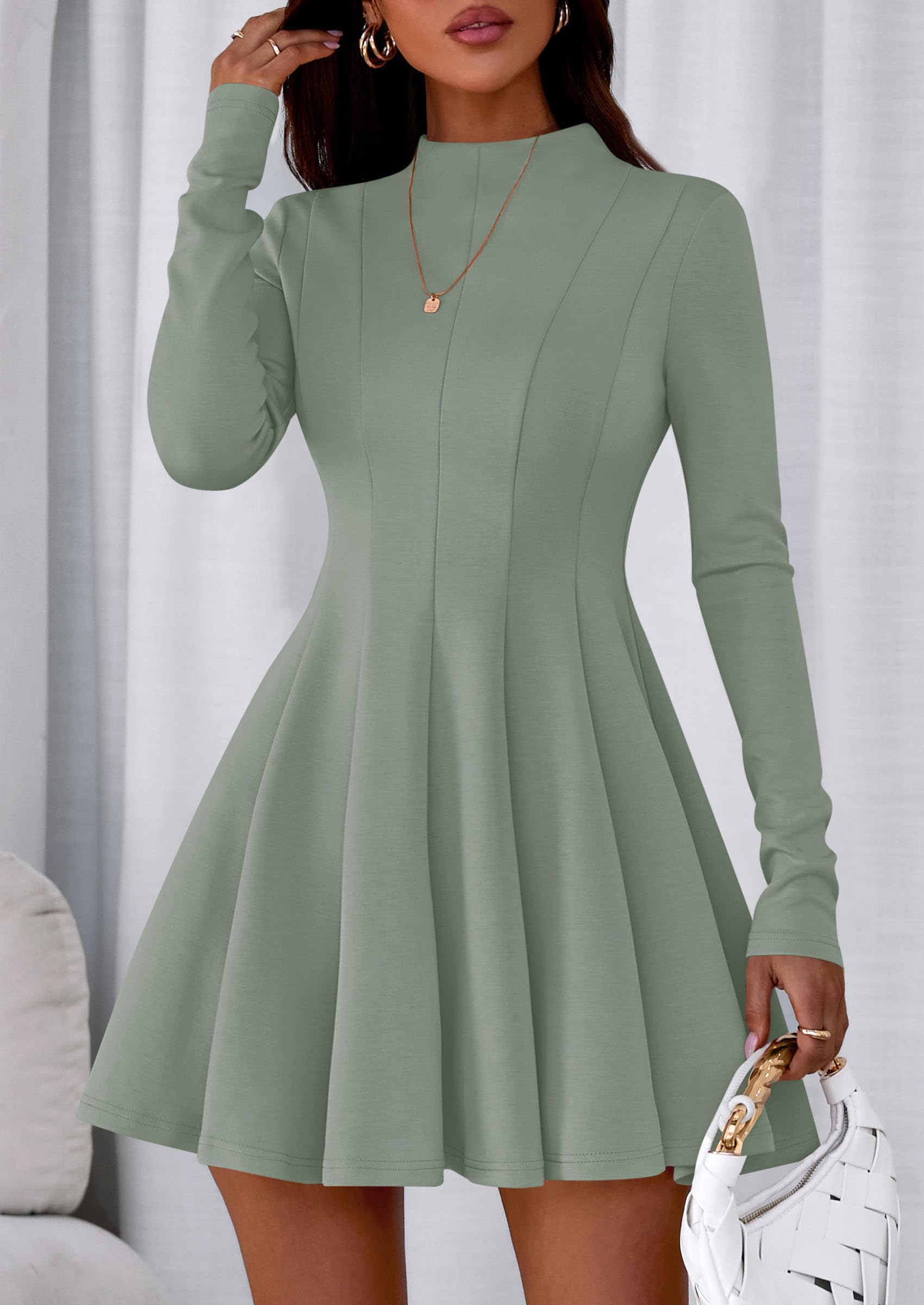 Fall Dresses for Women Long Sleeve Flowy Mini Homecoming Dress