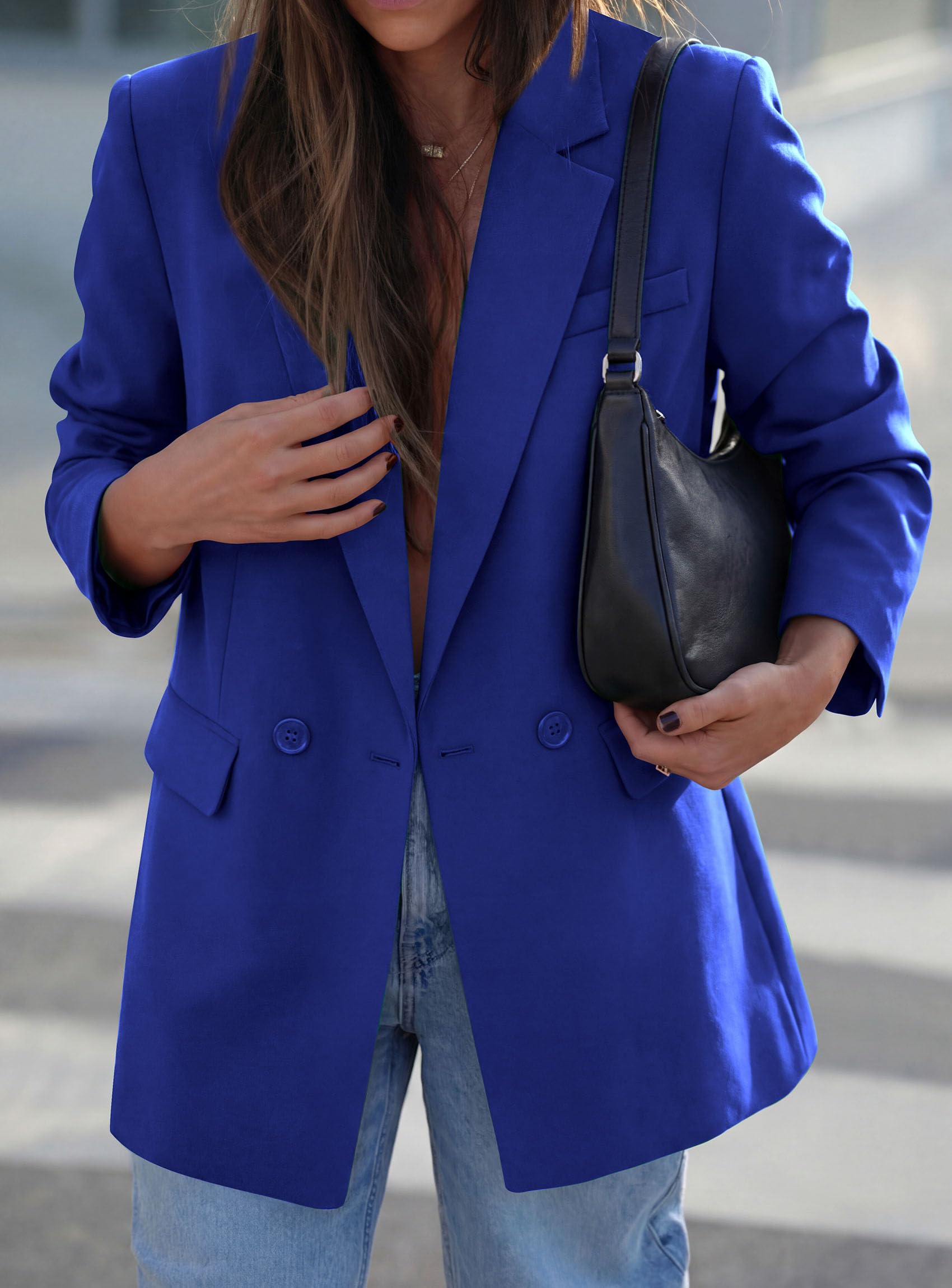 Women's Fall Business Casual Oversized Blazers(Royal Blue,S)