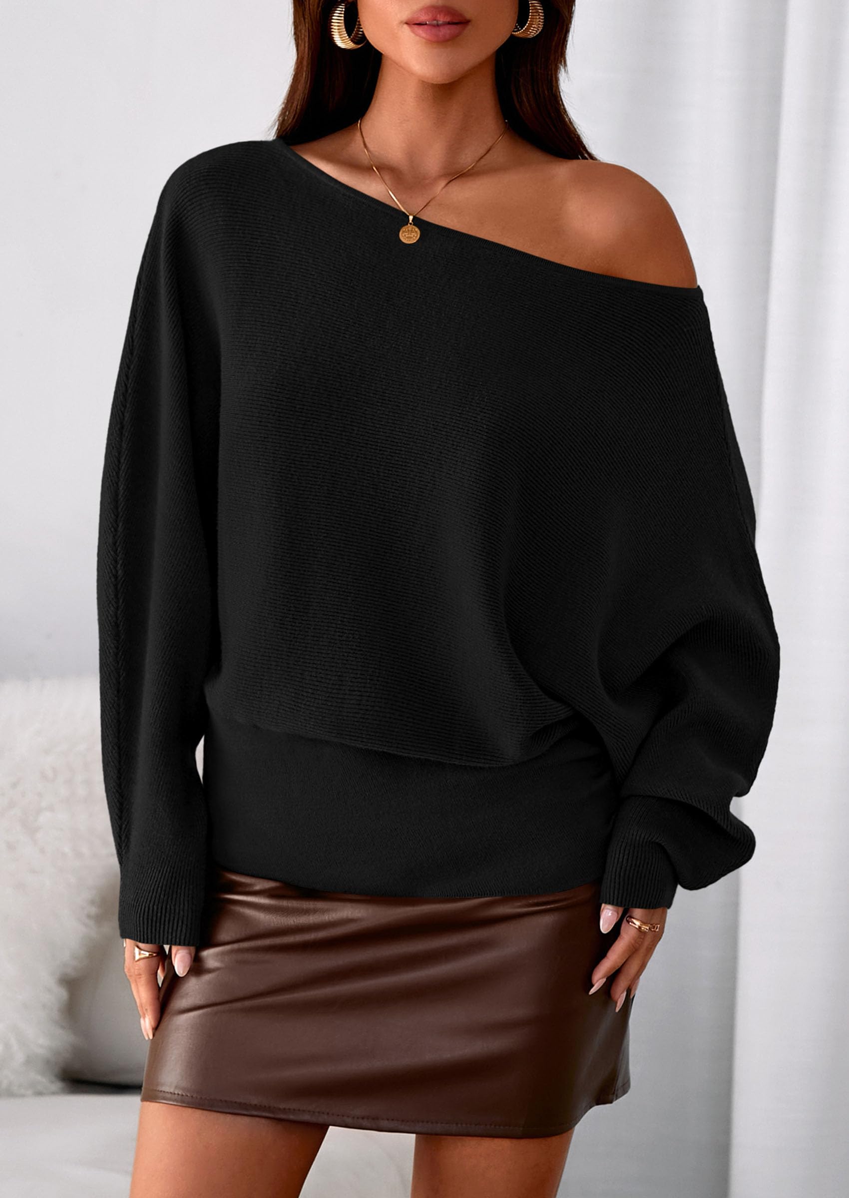 Women's Off the Shoulder Sweater Trendy Fall Going Out Tops