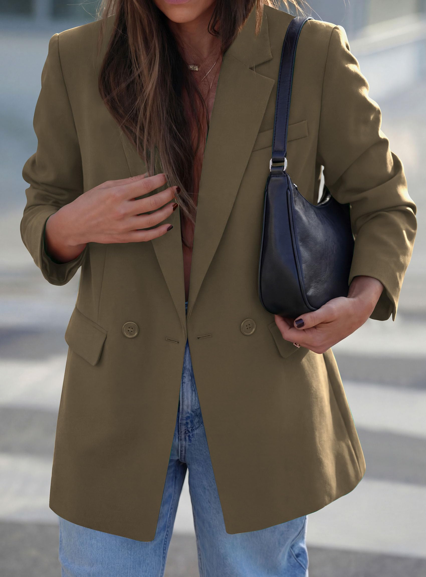 Women's Fall Business Casual Oversized Blazers(Army Green,S)