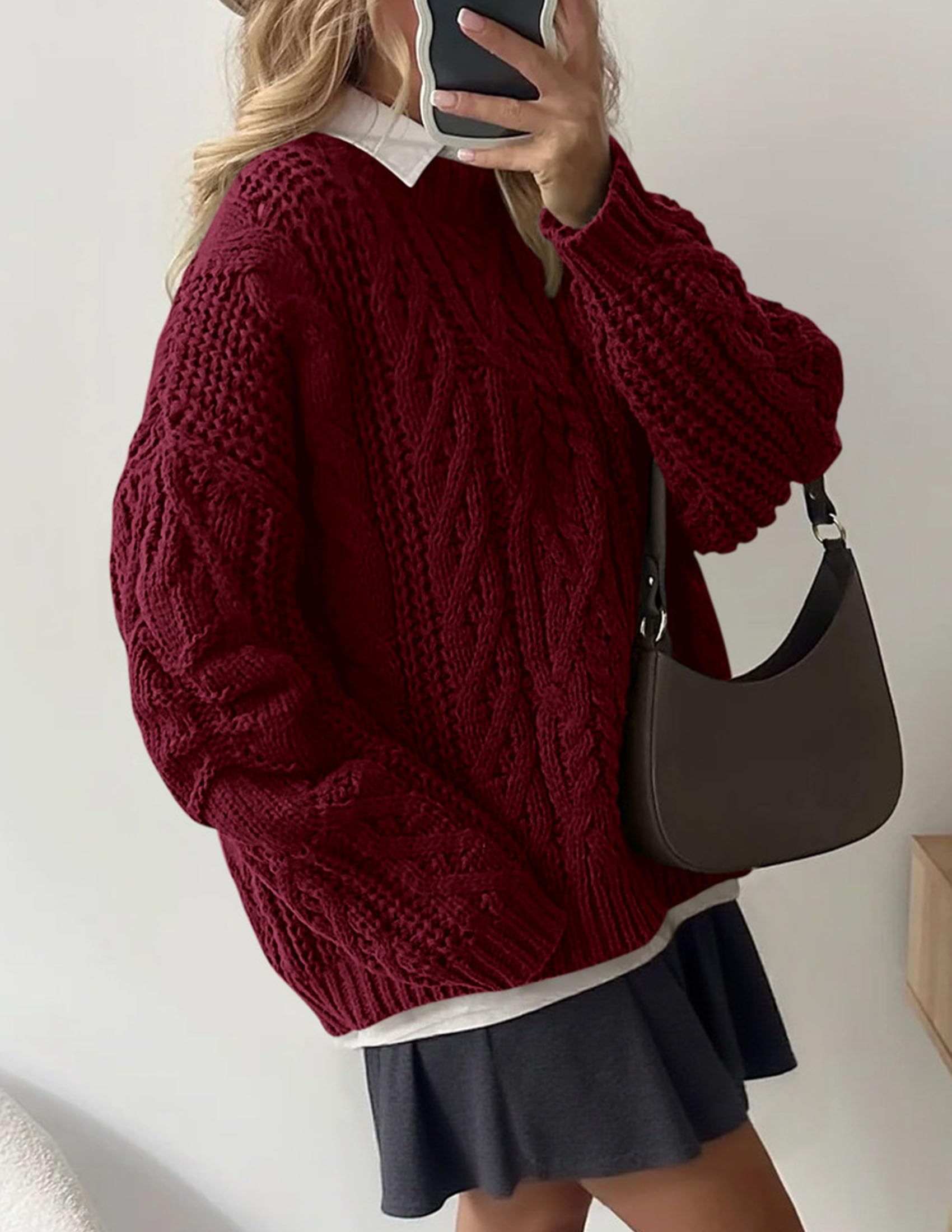 Womens Oversized Fall Sweaters Chunky Cable Knit Pullover Tops