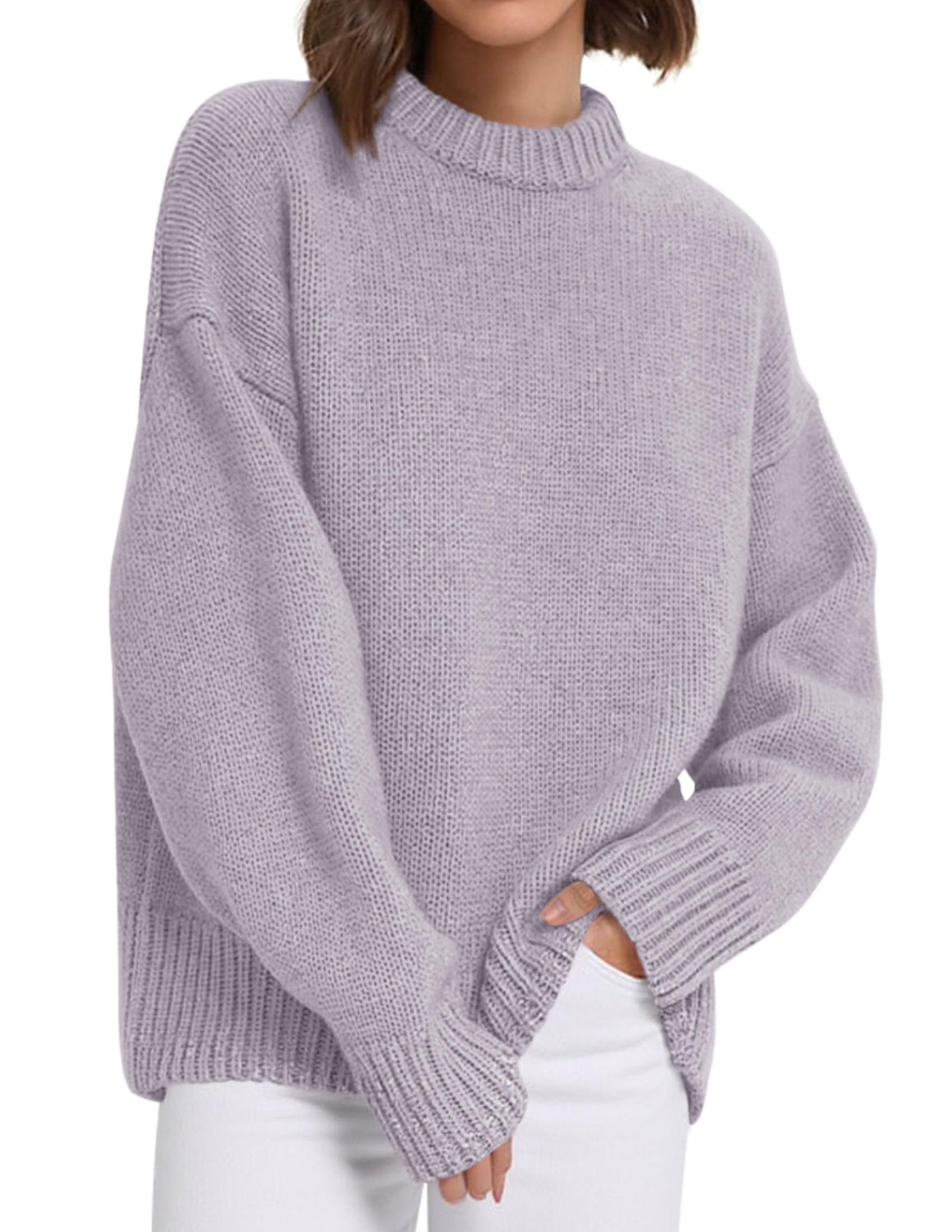 Casual Rollneck Sweater Womens Fall Fashion 2026 Grey Purple,S