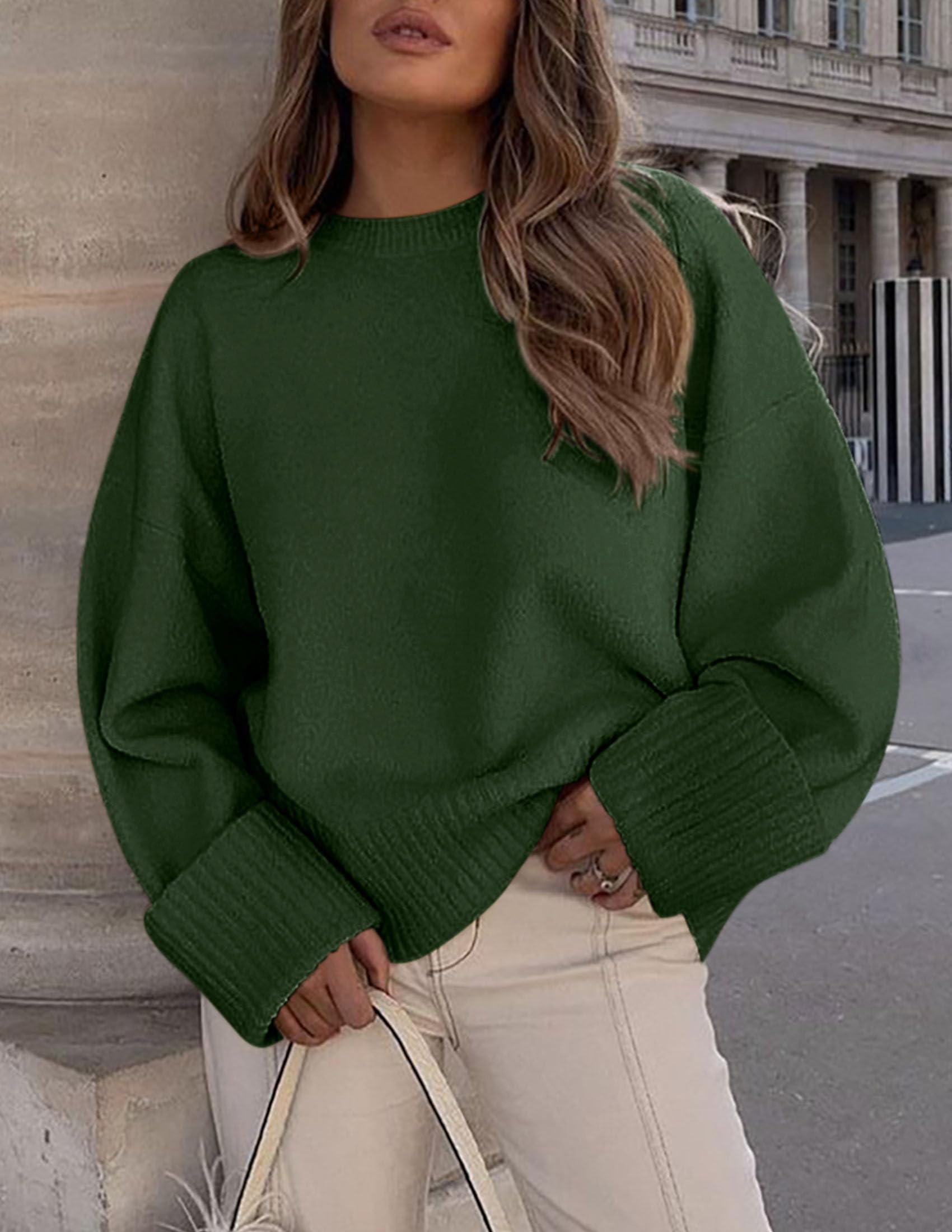 Women's Fall Fashion Cozy Oversized Sweaters Dark Army Green
