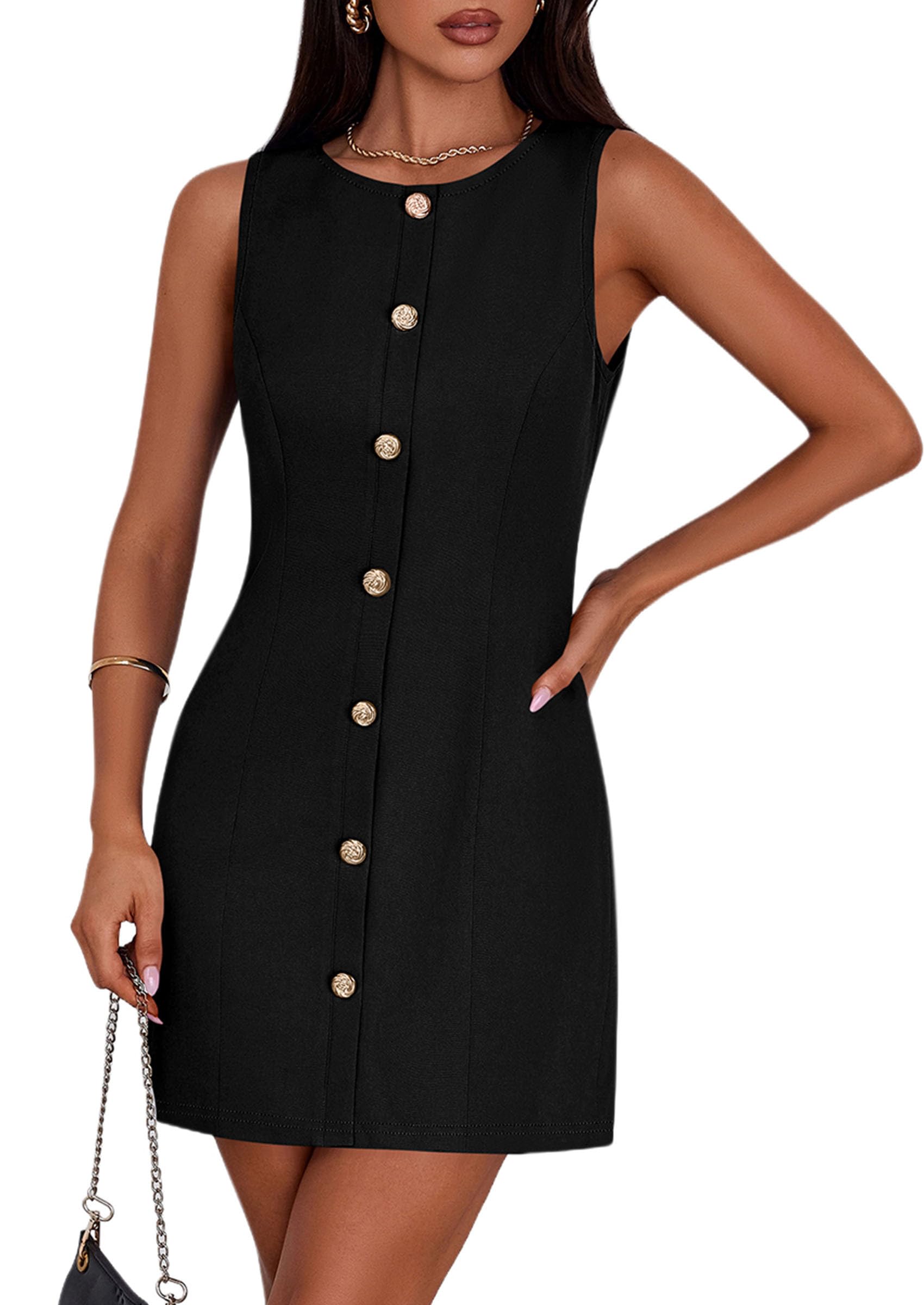 Women Business Casual Cocktail Work Short Dress,Black,S