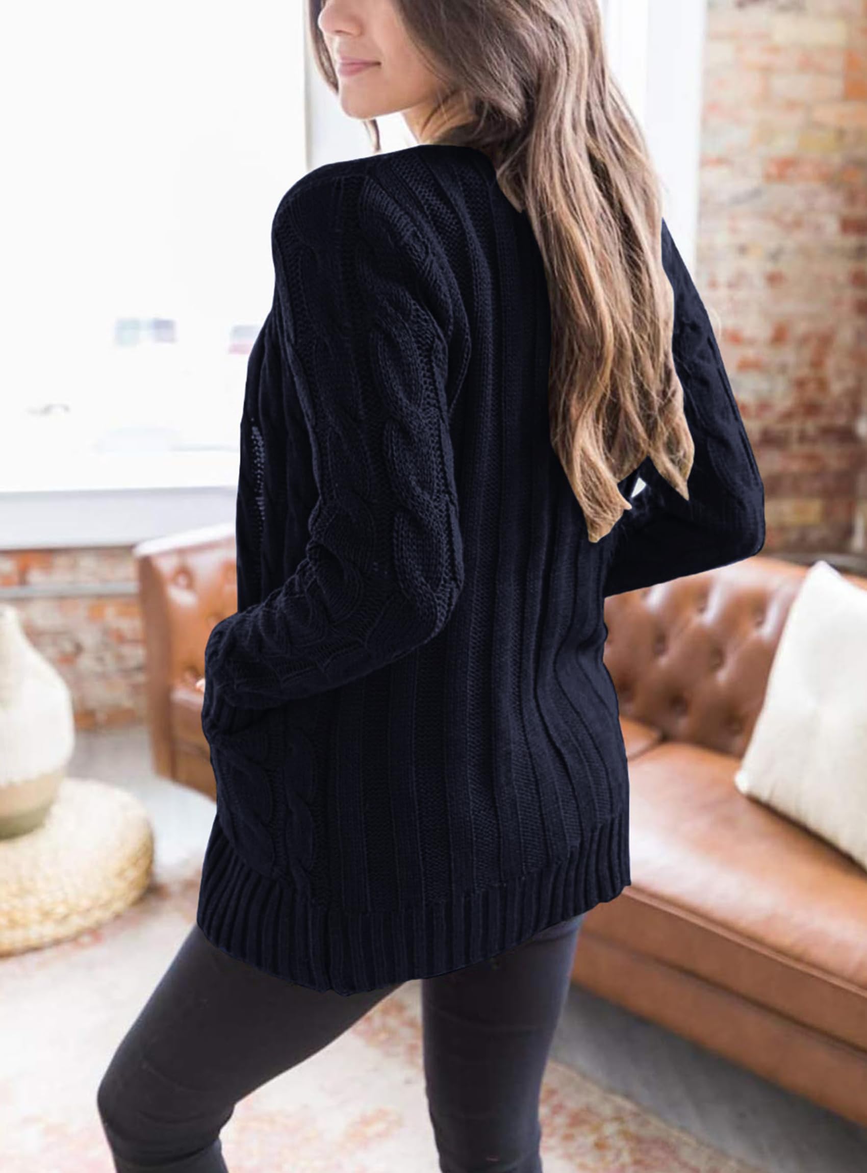 Women Chunky Cable Knit Cardigan Sweaters Fall Fashion Clothes