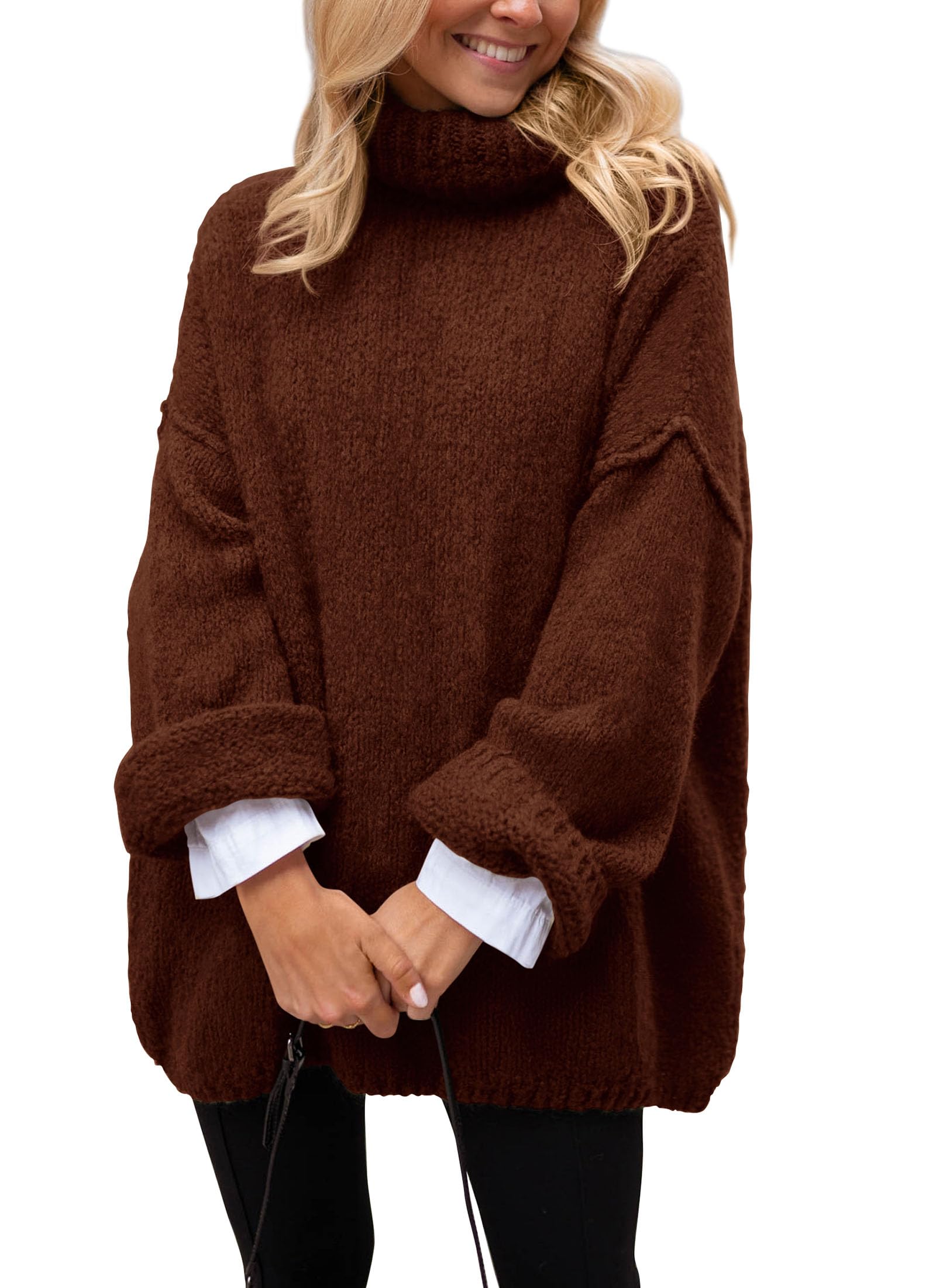 Women's Cozy Chunky Knit Oversized Fall Turtleneck Sweaters