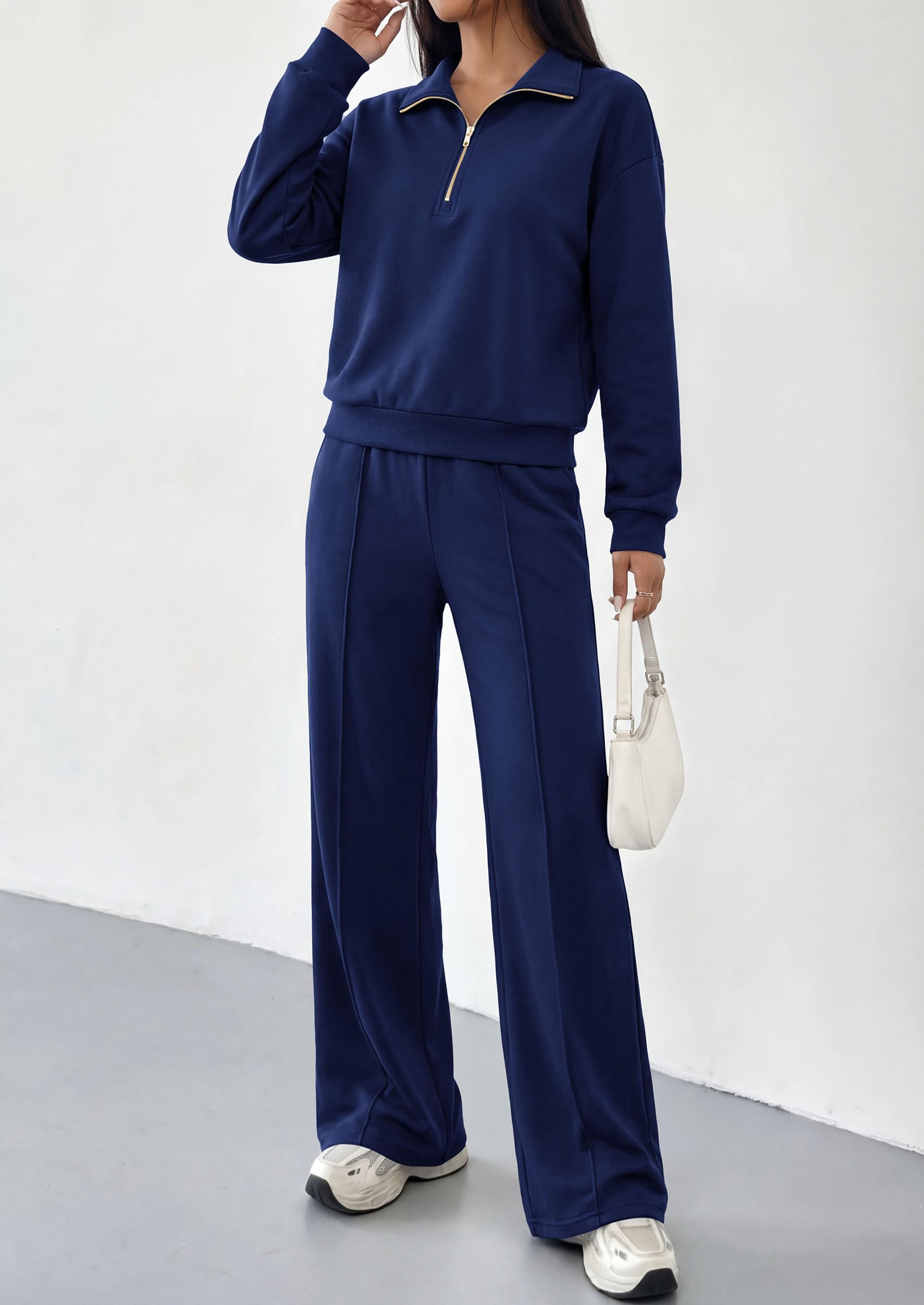 Women's Lounge Sets 2 Piece Outfits Sweatsuits,Dark Blue,S