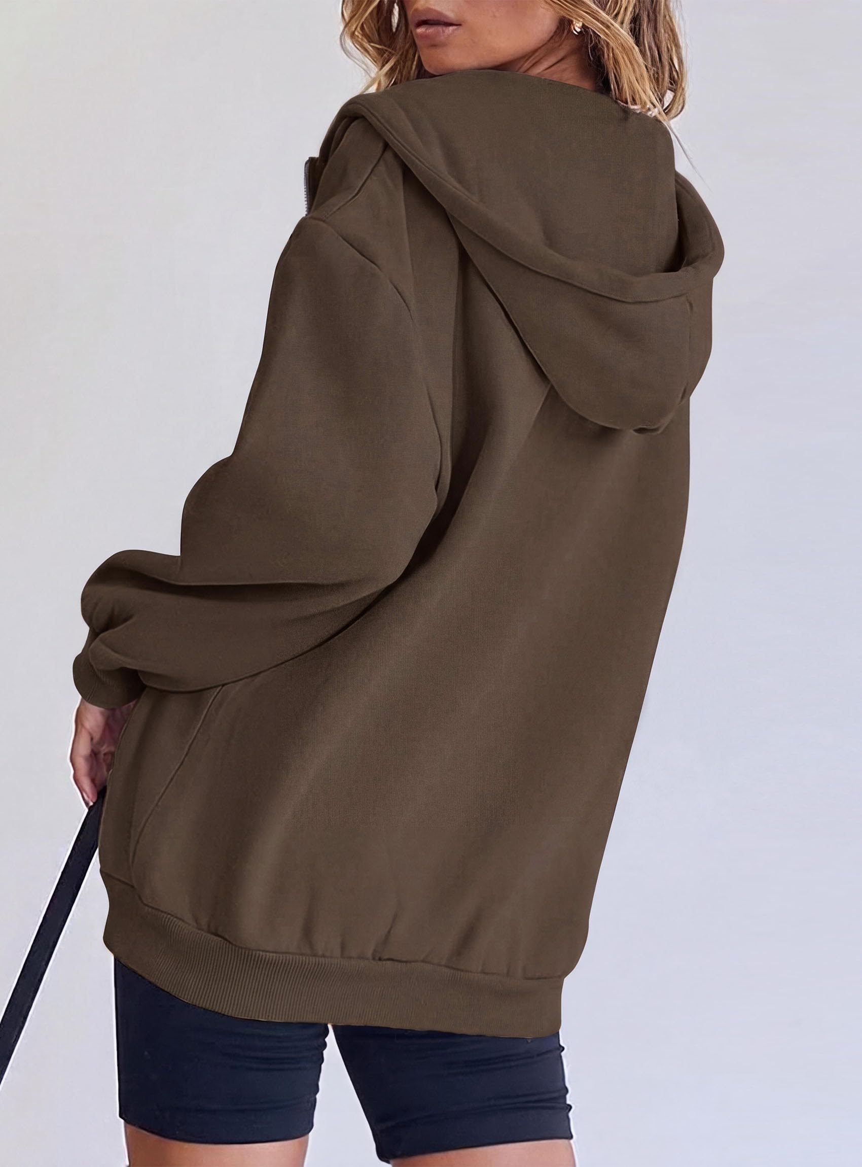 Women's Fall Zip Up Hoodies Sweatshirts Coffee