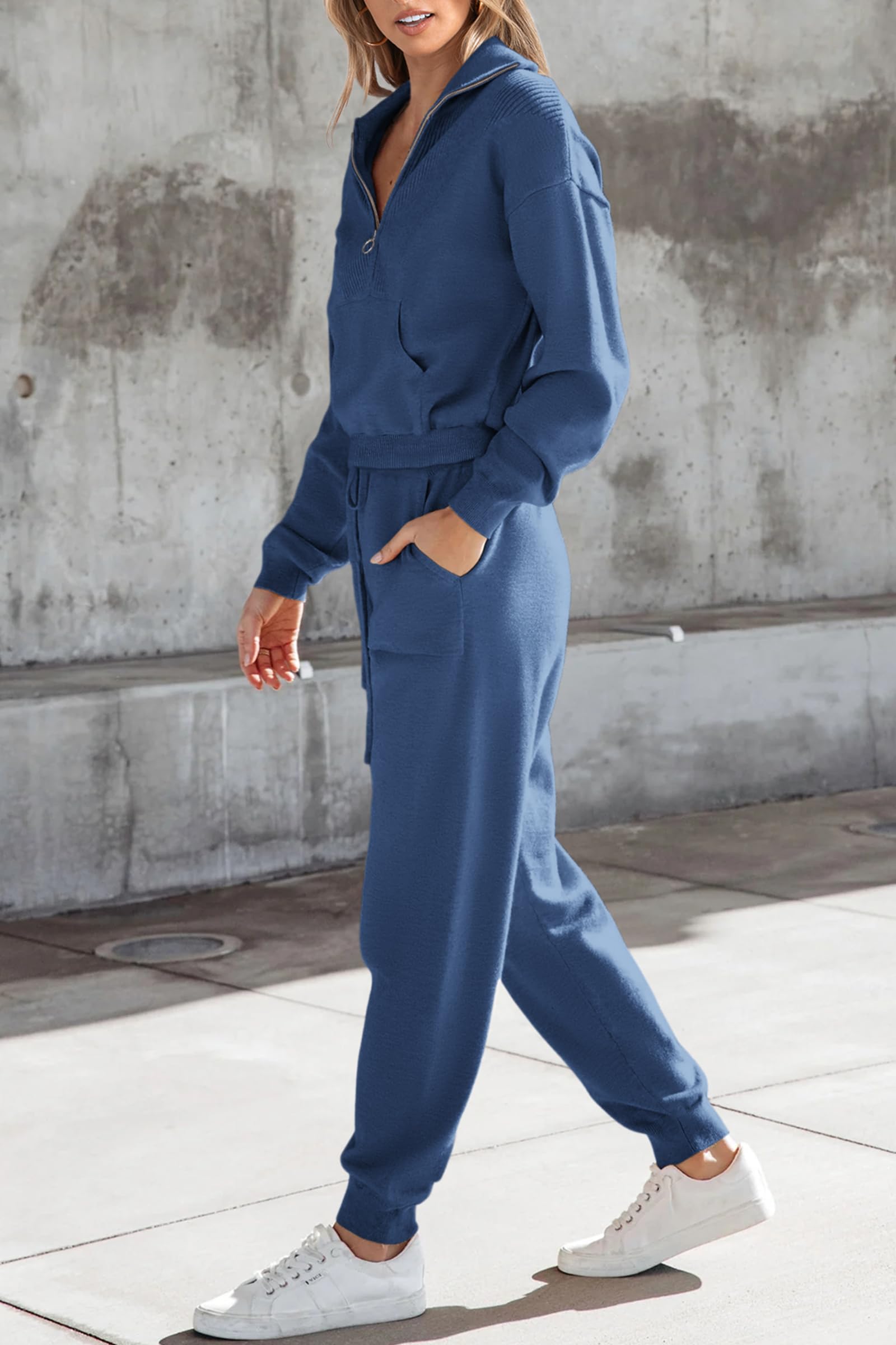 Women's 2 Piece Sweatsuits Set Fall Outfits(Blue,S)