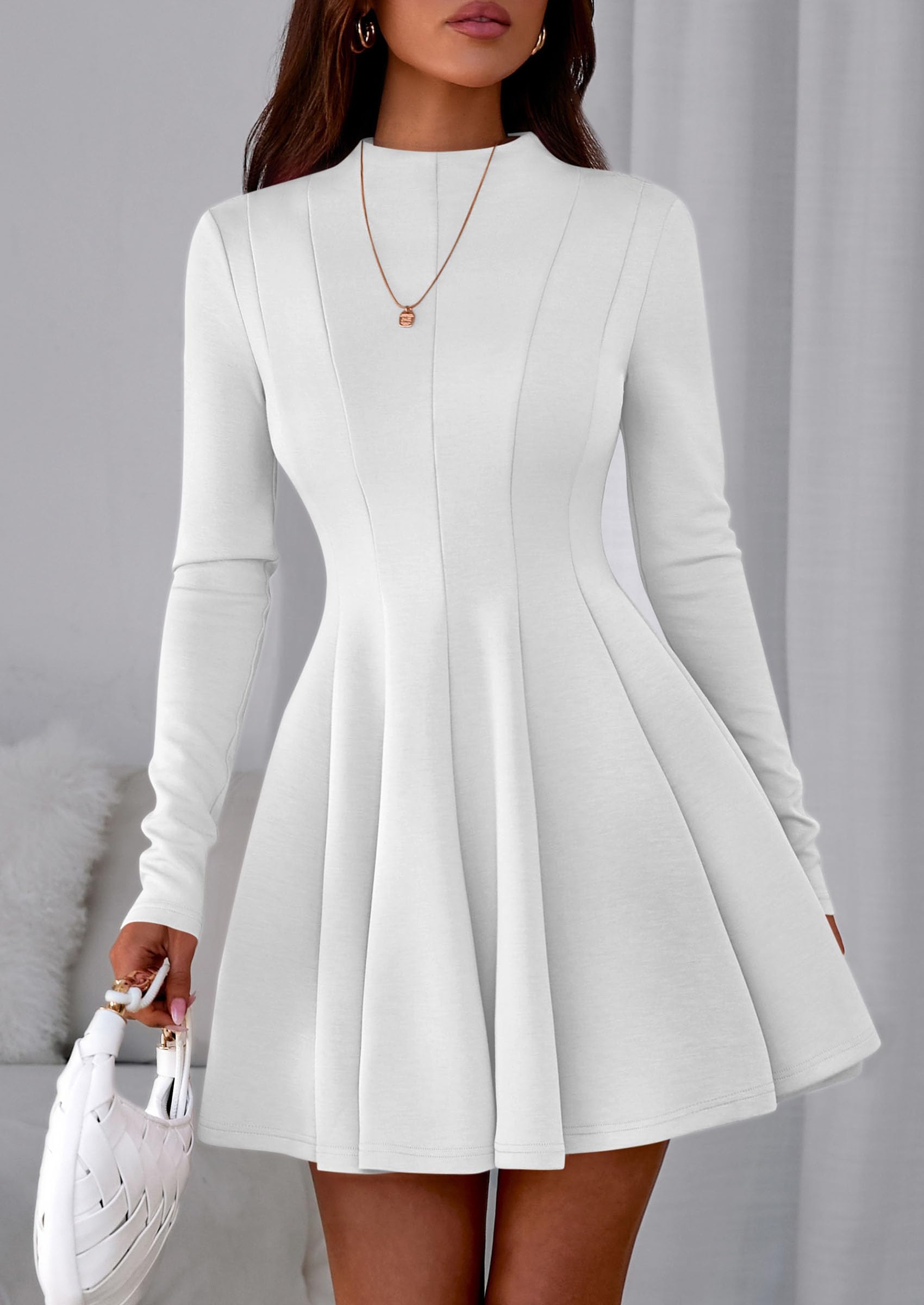 Fall Dresses for Women Long Sleeve Flowy Mini Homecoming Dress