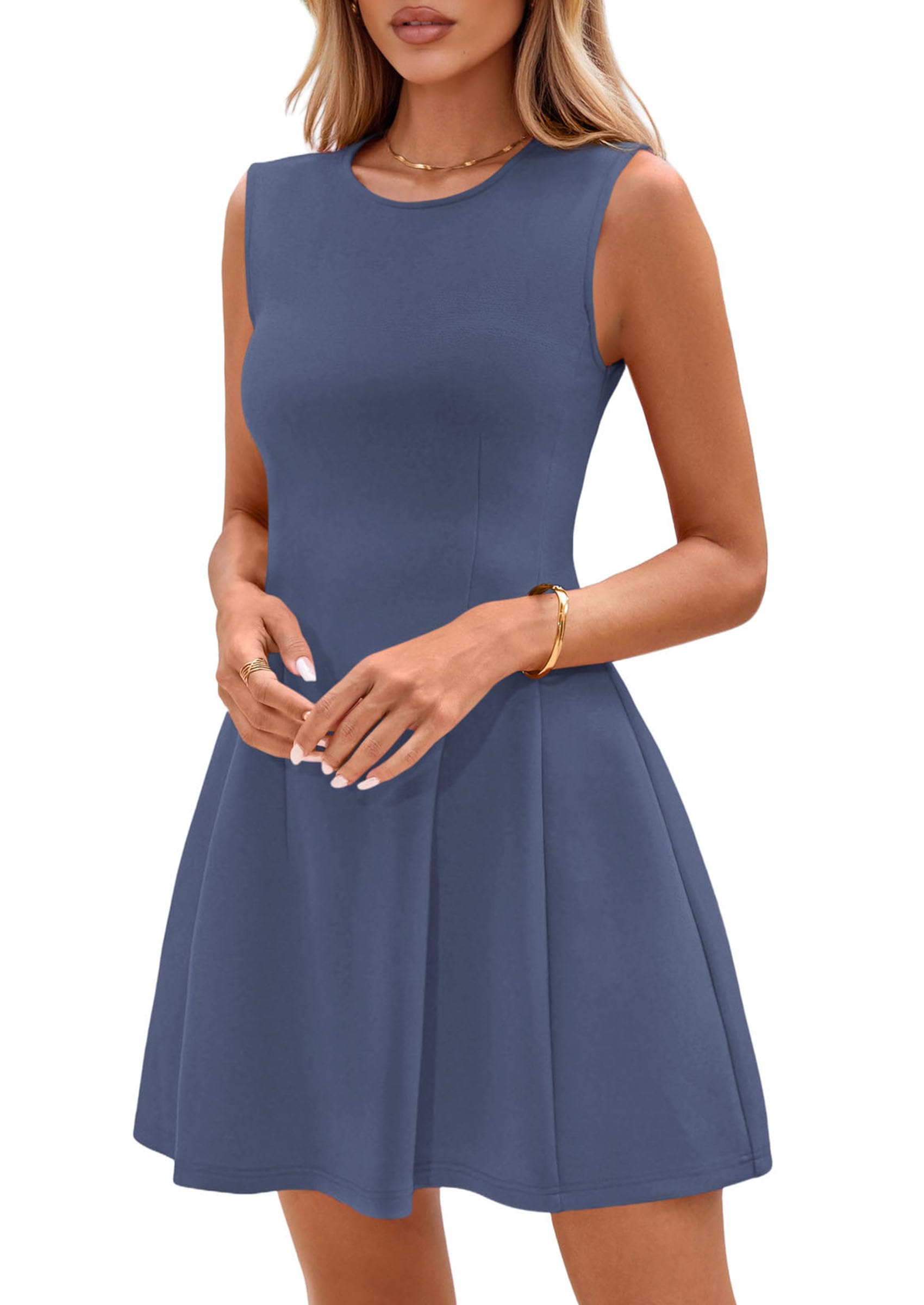 Women's A Line Elegant Summer Cocktail Dresses, Dusty Blue,XS