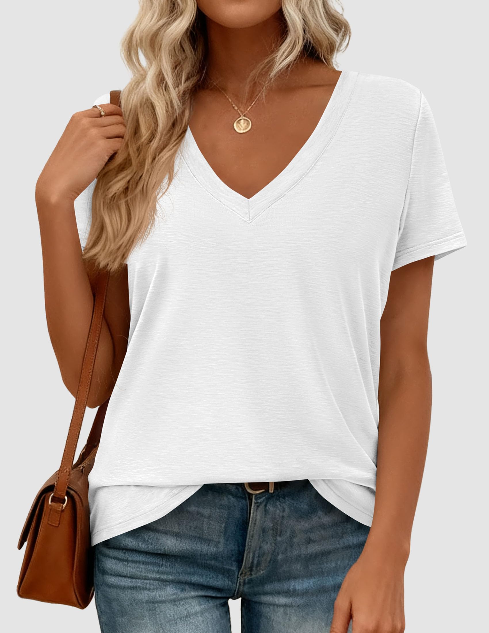 Womens Tops Short Sleeve Oversized Tshirts, White,S