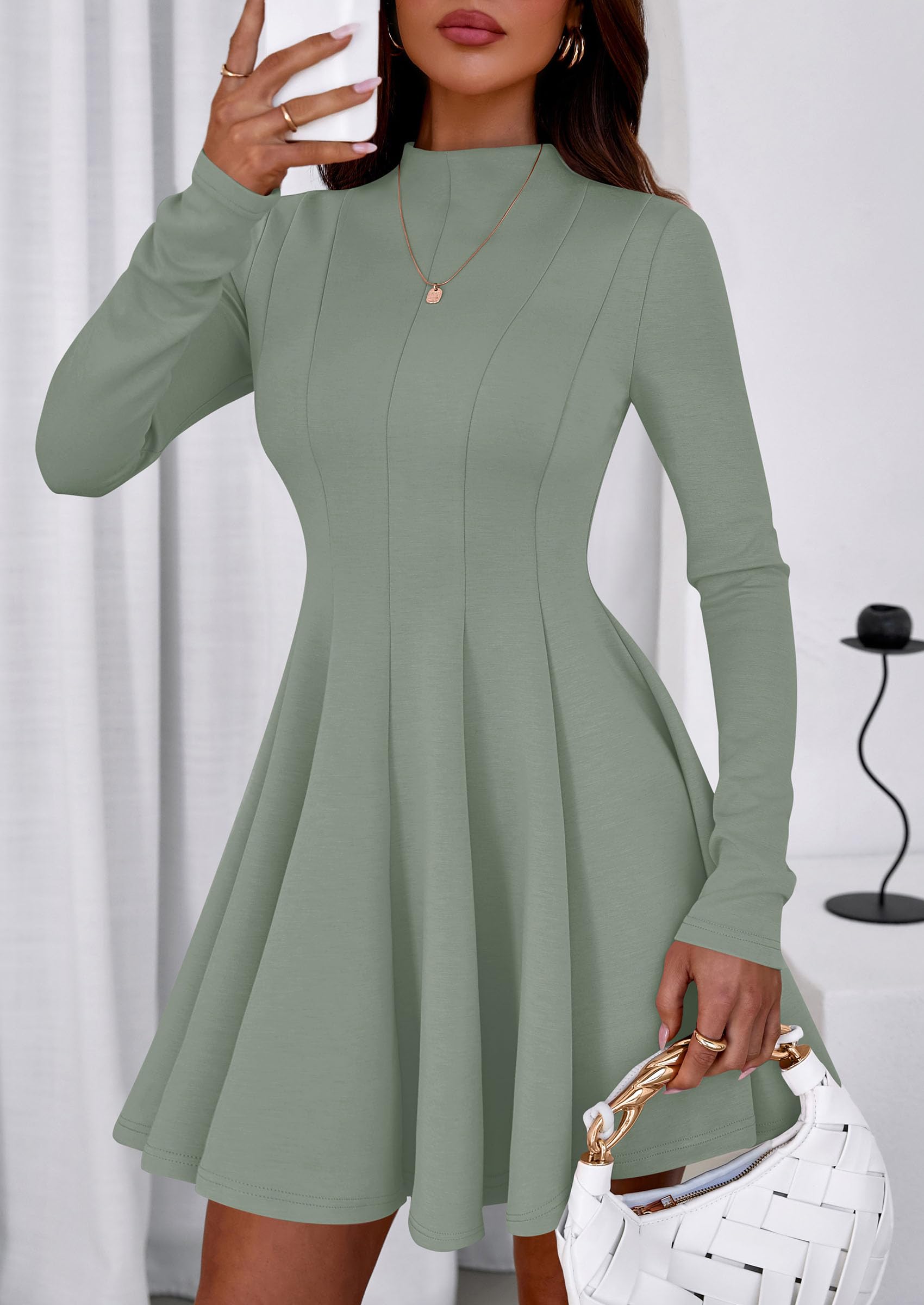 Fall Dresses for Women Long Sleeve Flowy Mini Homecoming Dress