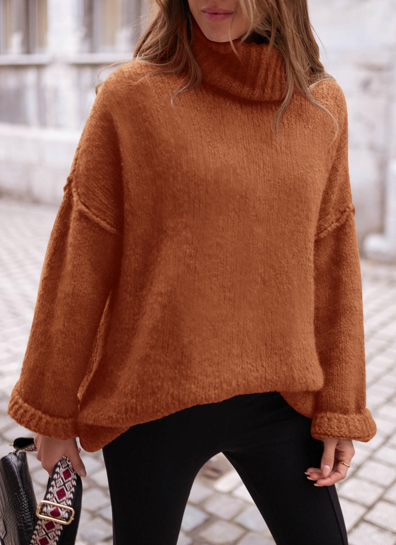 Women's Cozy Chunky Knit Oversized Fall Turtleneck Sweaters