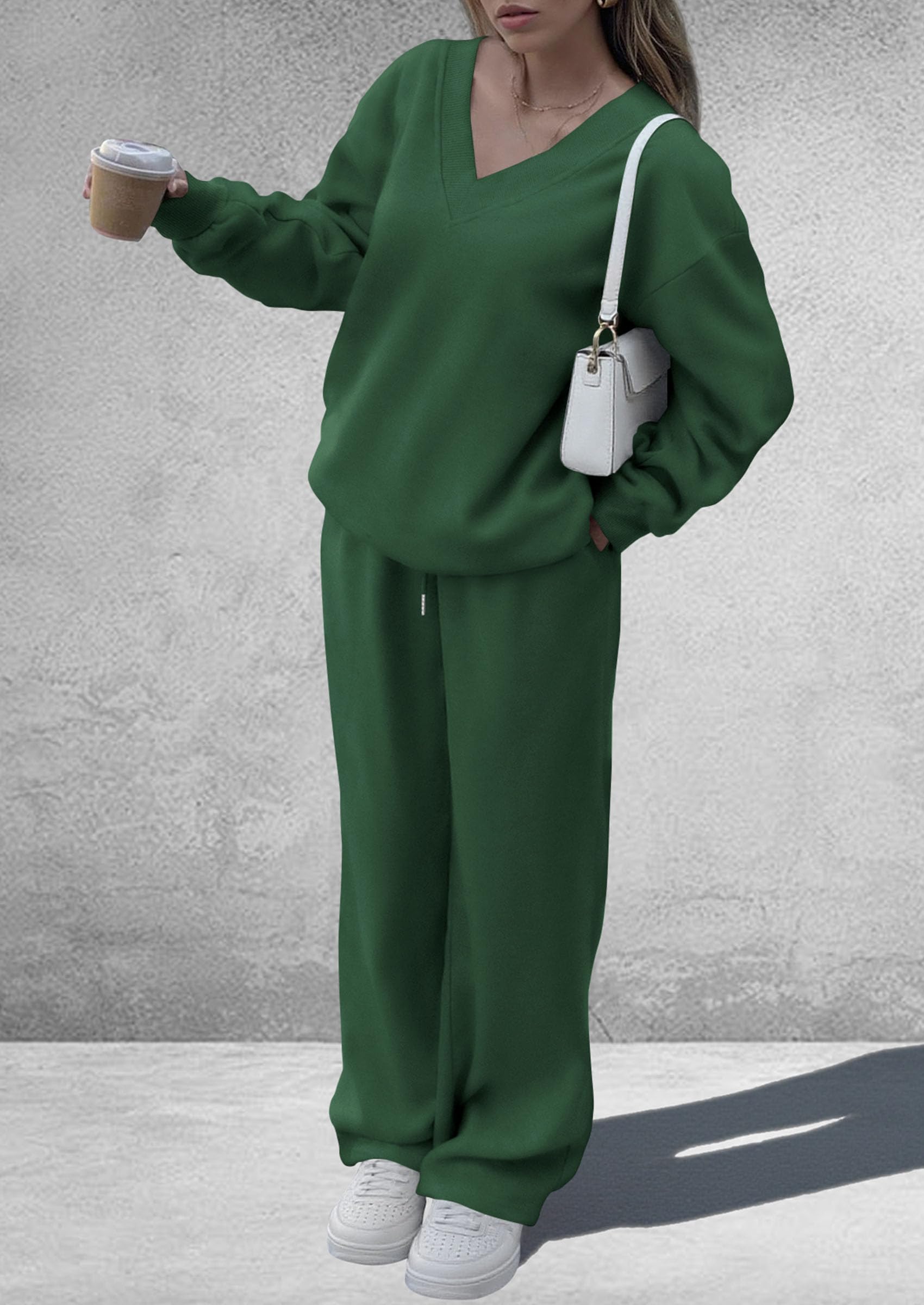 Womens 2 Piece Outfits Fall Sweatsuits,Dark Green,S