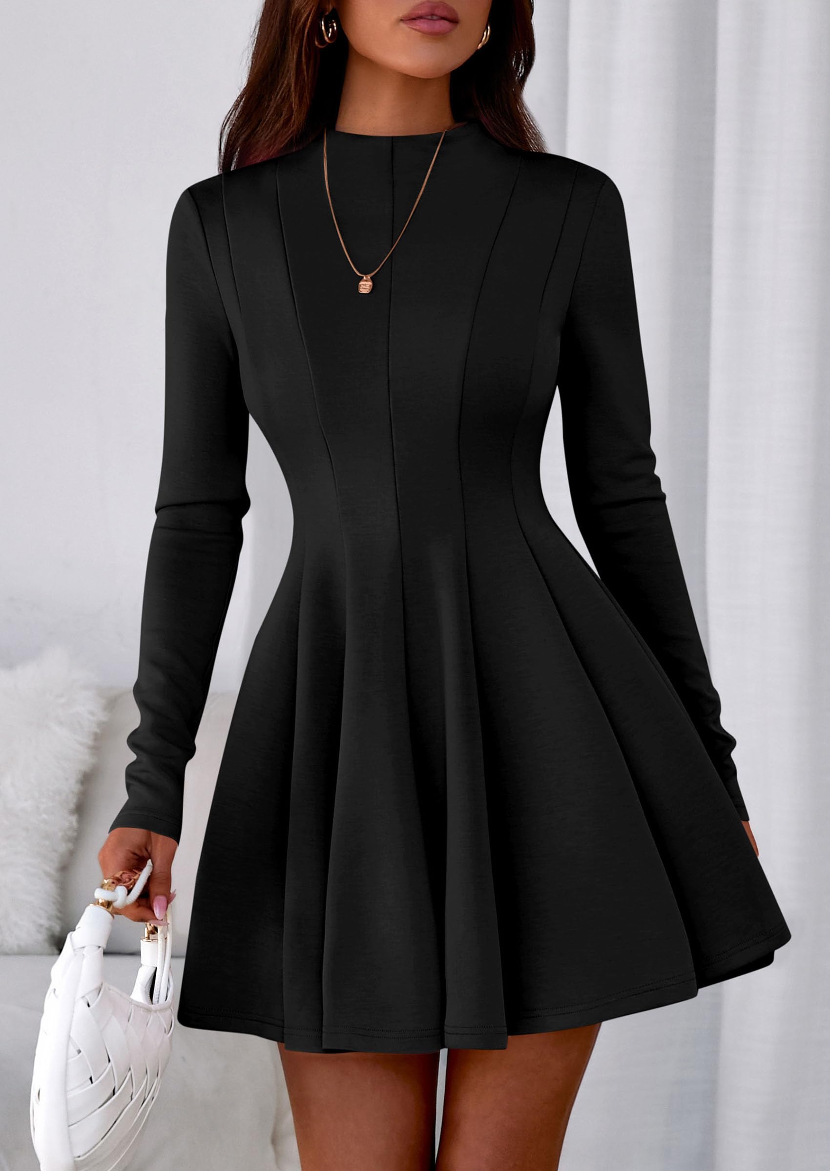 Fall Dresses for Women Long Sleeve Flowy Mini Homecoming Dress