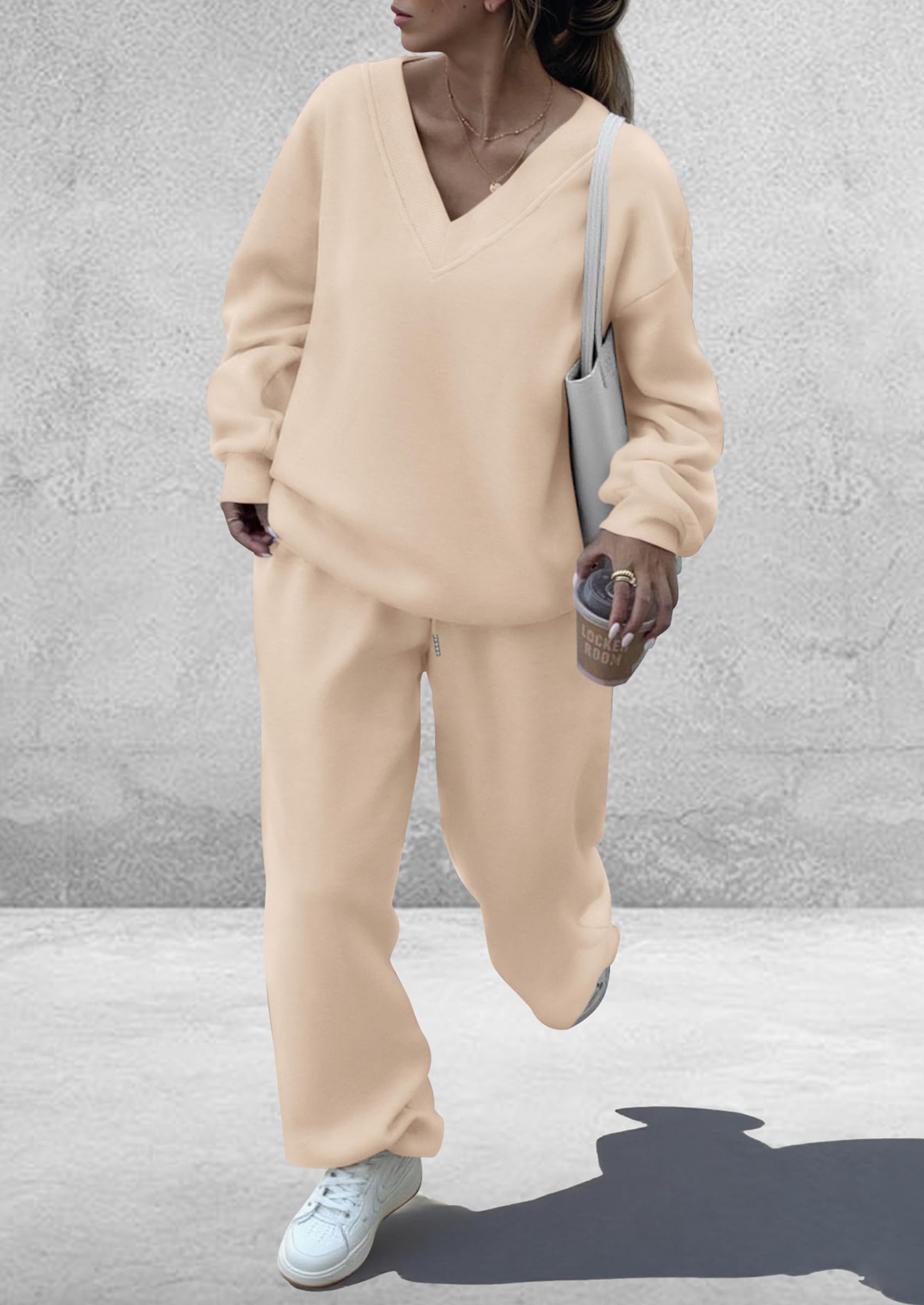 Womens 2 Piece Outfits Fall Sweatsuits,Beige,S