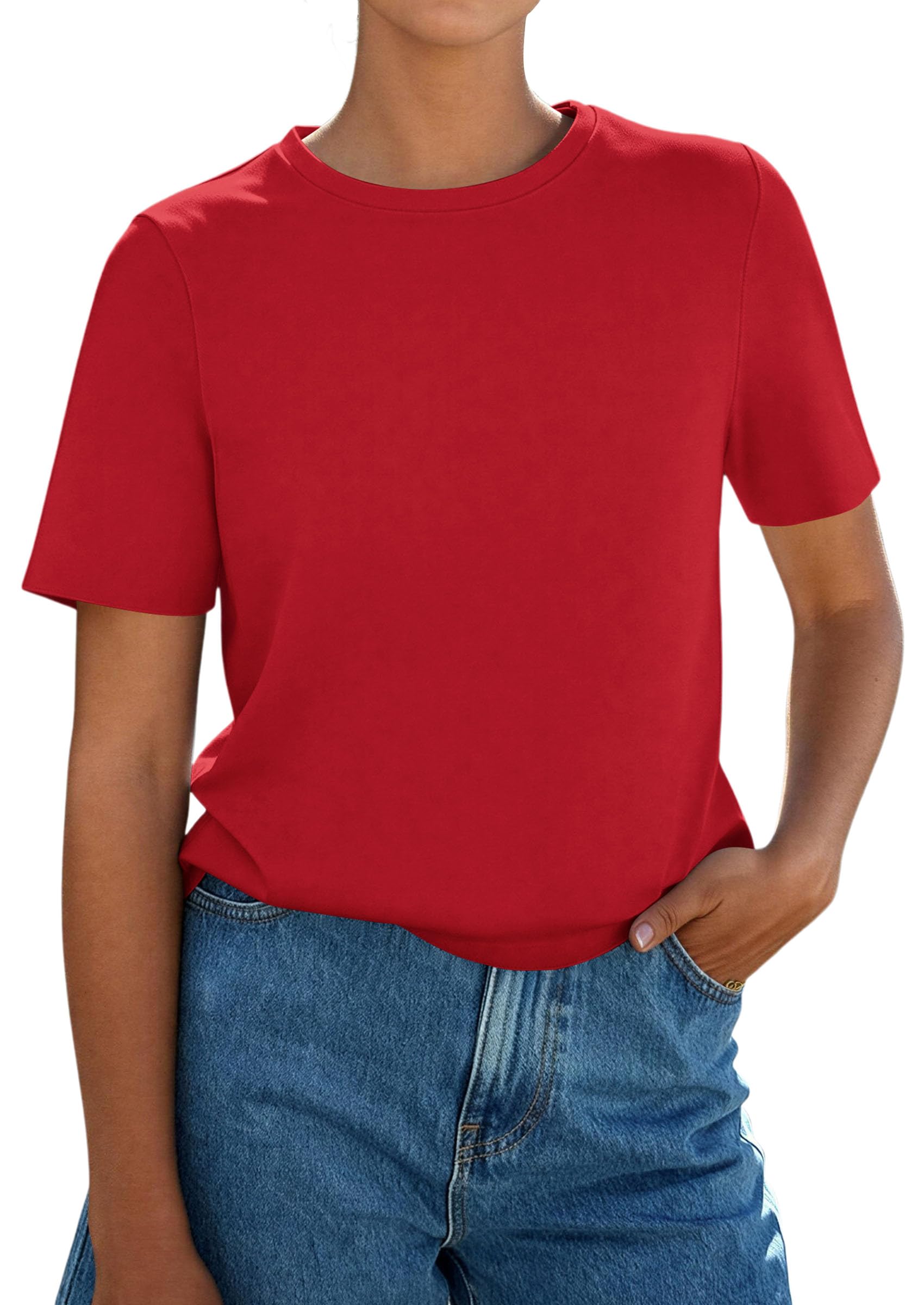 Women's Short Sleeve Cotton Tops Summer Casual T-Shirt 2026