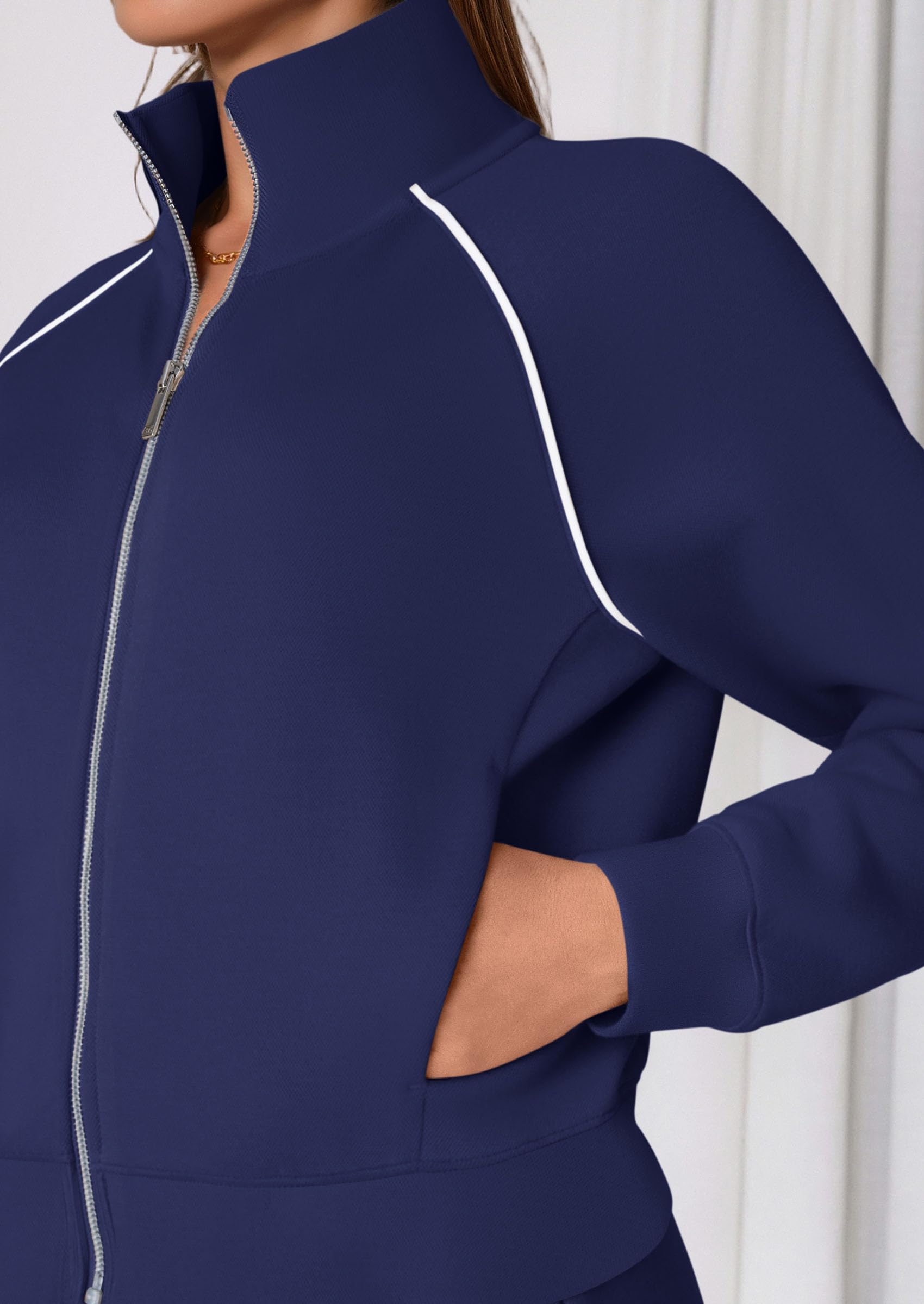Women's 2 Piece Outfits Sweatsuits Lounge Sets,Navy Blue,S