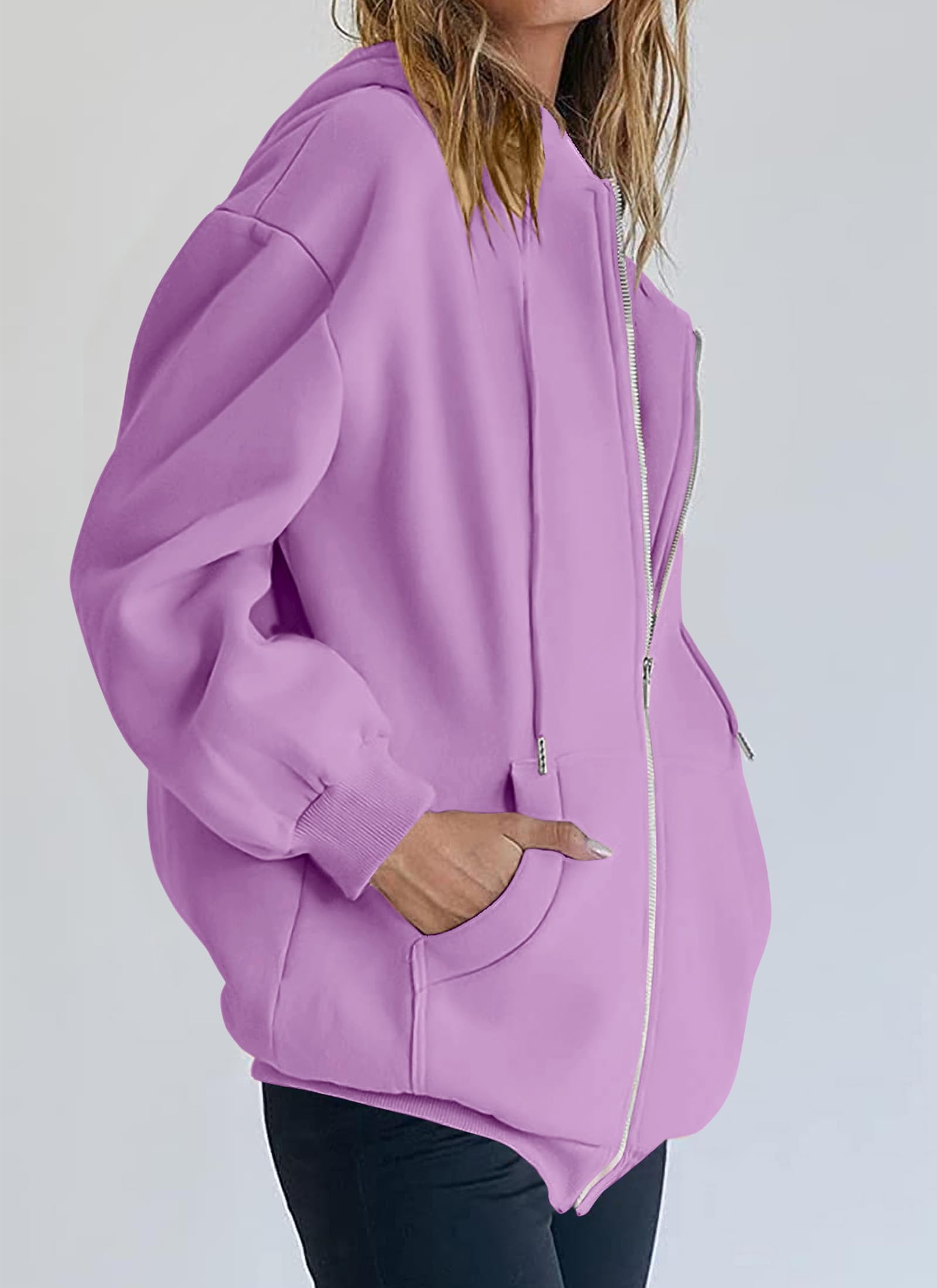 Women's Fall Zip Up Hoodies Sweatshirts Light Purple