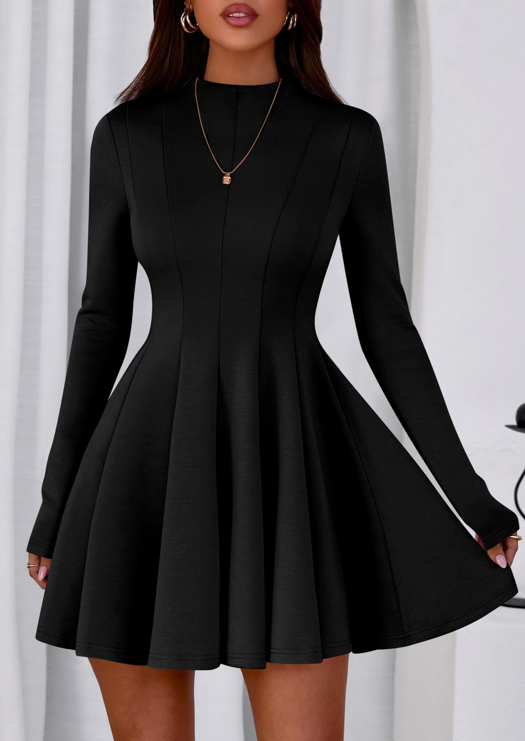 Fall Dresses for Women Long Sleeve Flowy Mini Homecoming Dress