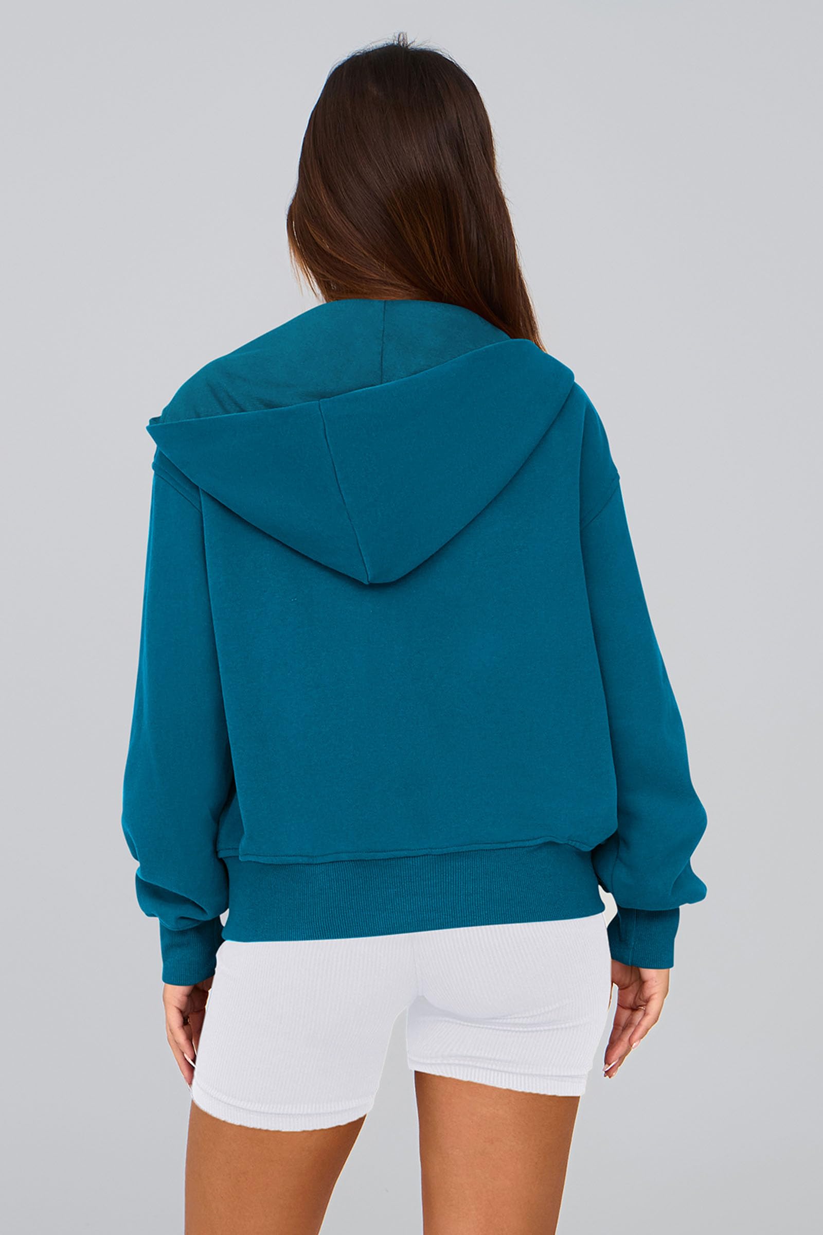 Hoodies for Women Fall Fashion Zip Up Fleece Plain Sweatshirt