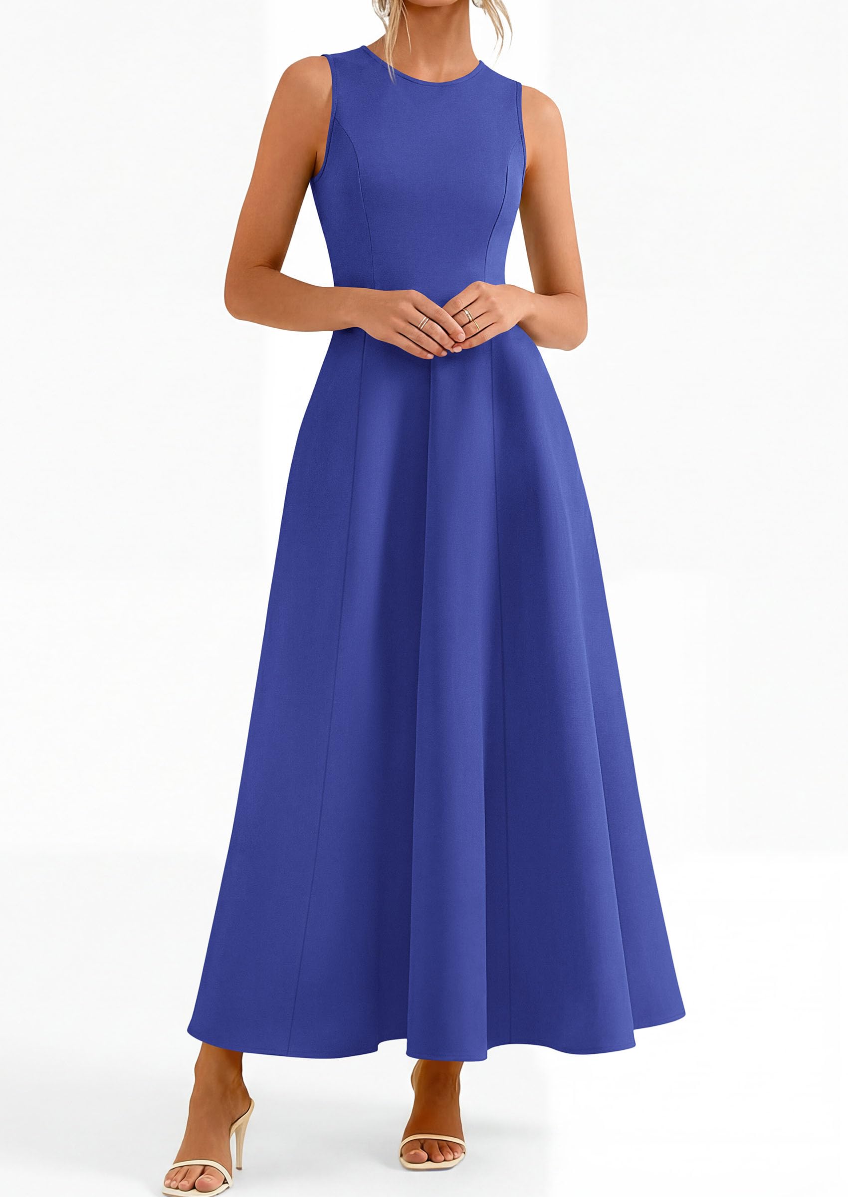 Women's Sleeveless Summer Elegant Maxi Dresses, Royal Blue,S