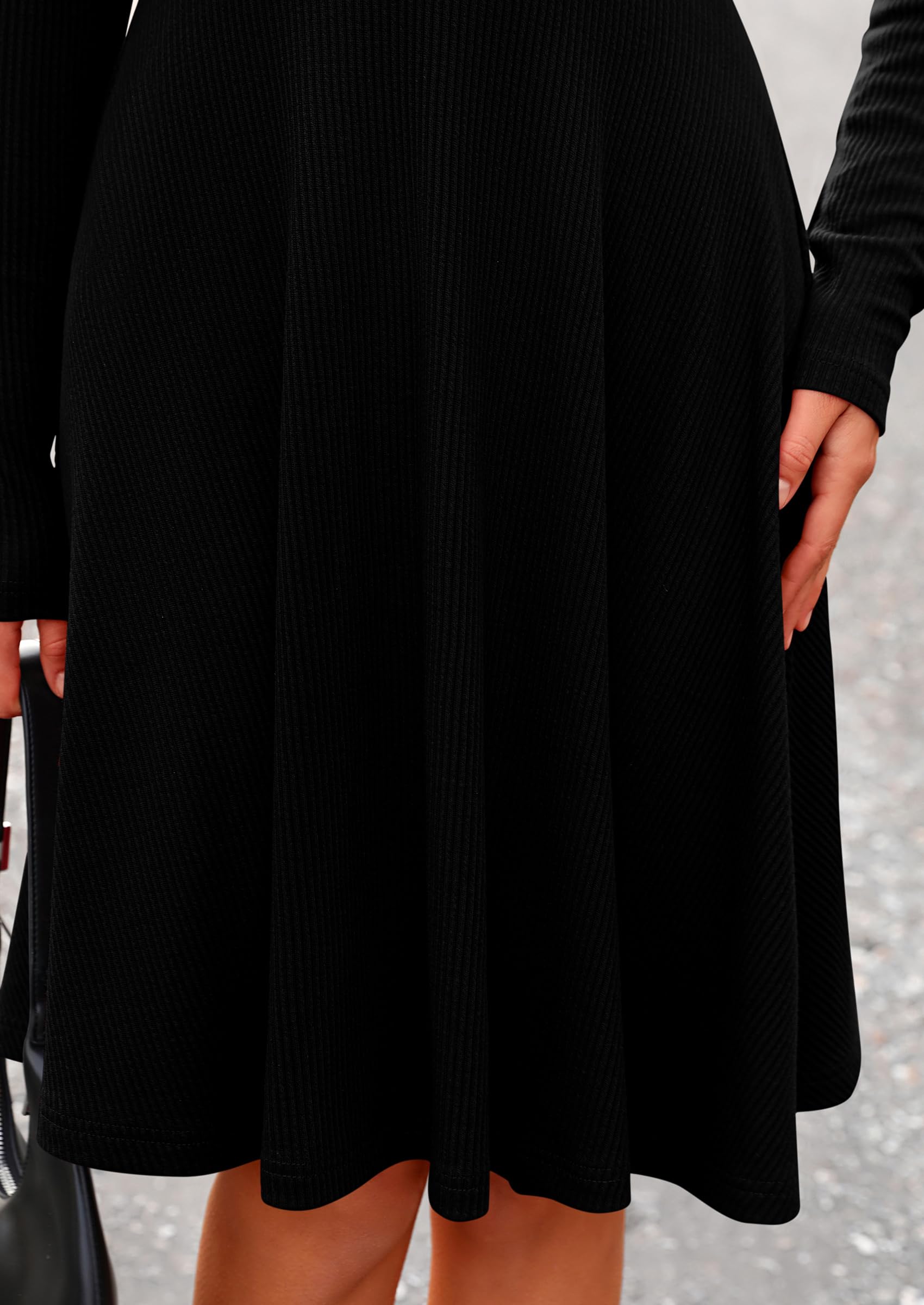 Women's Fall Casual Long Sleeve Short Dress (Black,S)