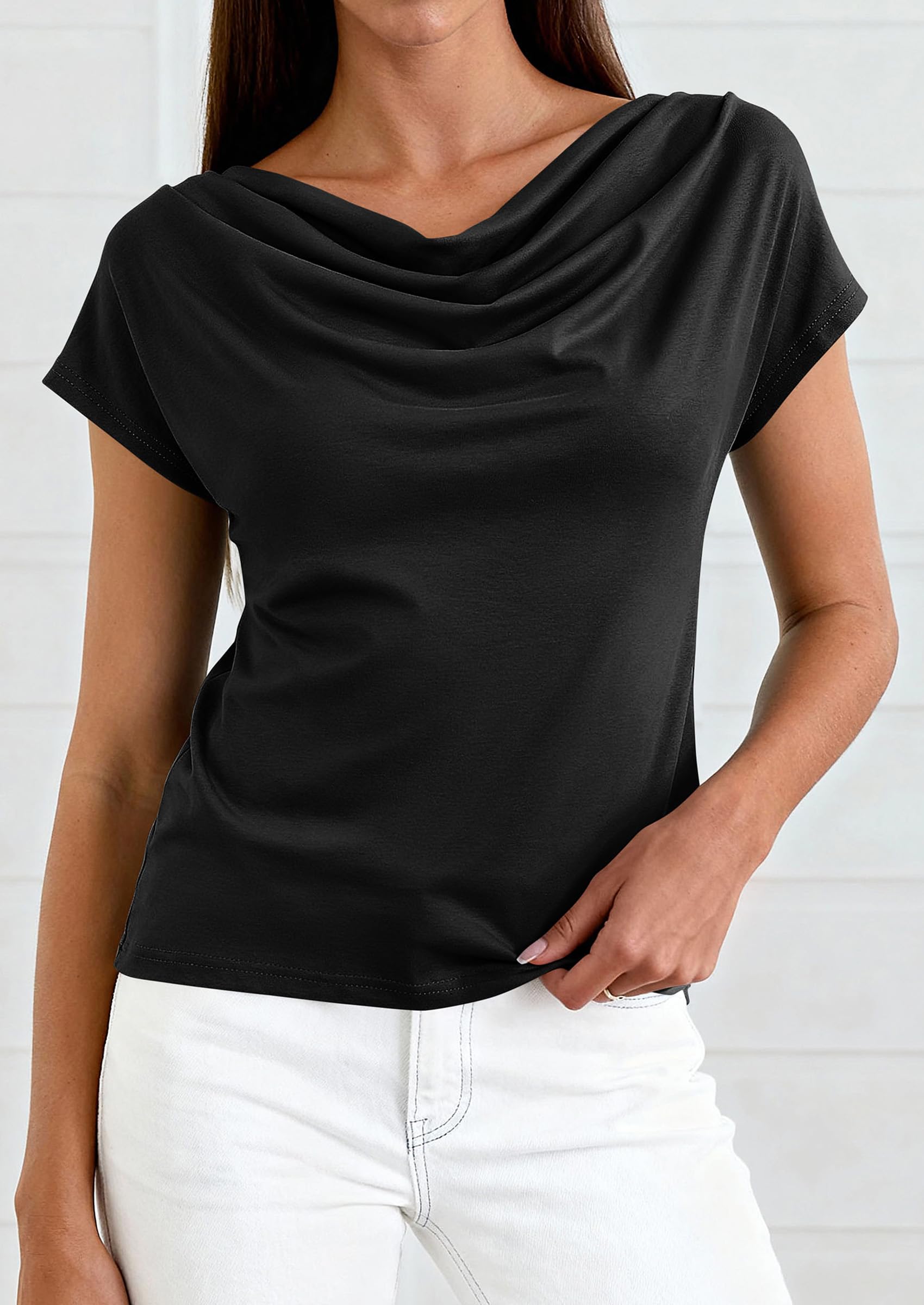 Womens Tops Dressy Business Casual Work Blouses, Black,XS