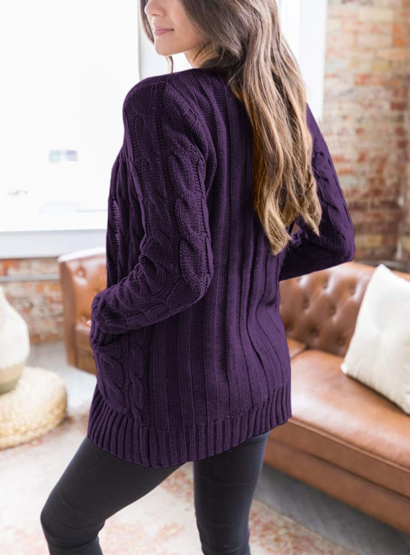 Women Chunky Cable Knit Cardigan Sweaters Fall Fashion Clothes