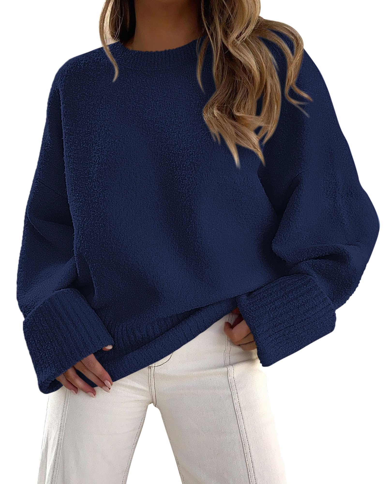 Women's Fall Fashion Cozy Oversized Sweaters(Navy,XS)