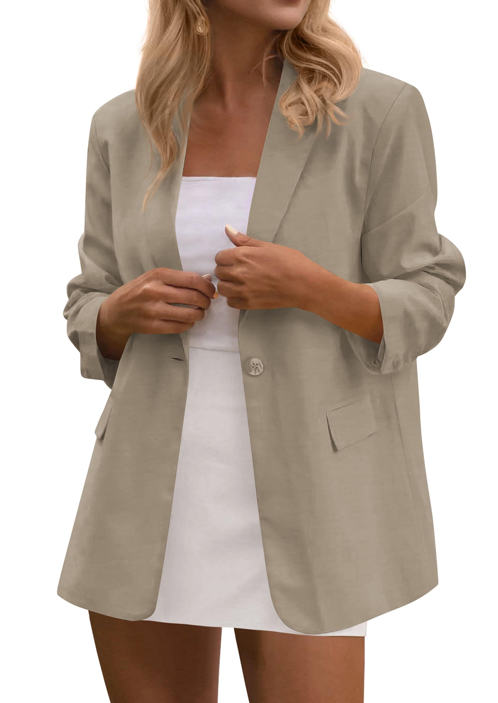 Blazers for Women Business Casual Outfits Khaki,S