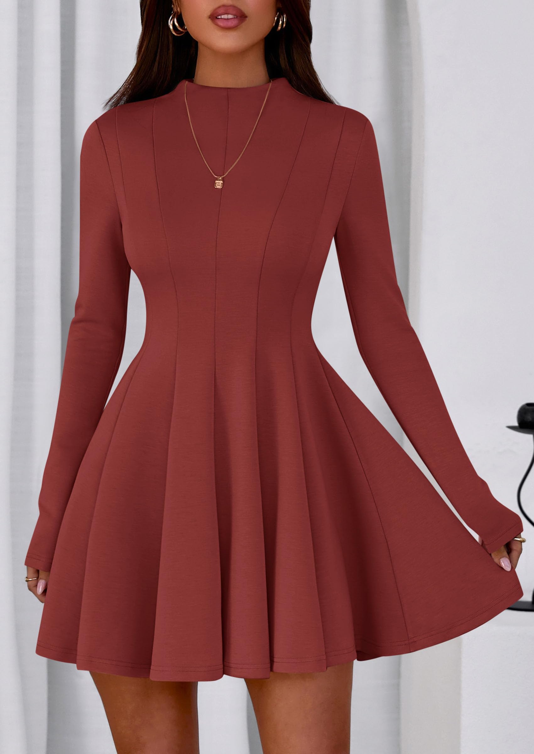Fall Dresses for Women Long Sleeve Flowy Mini Homecoming Dress
