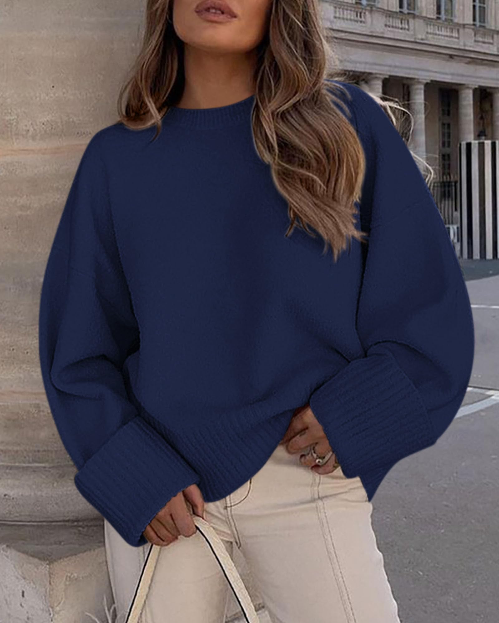 Women's Fall Fashion Cozy Oversized Sweaters(Navy,XS)