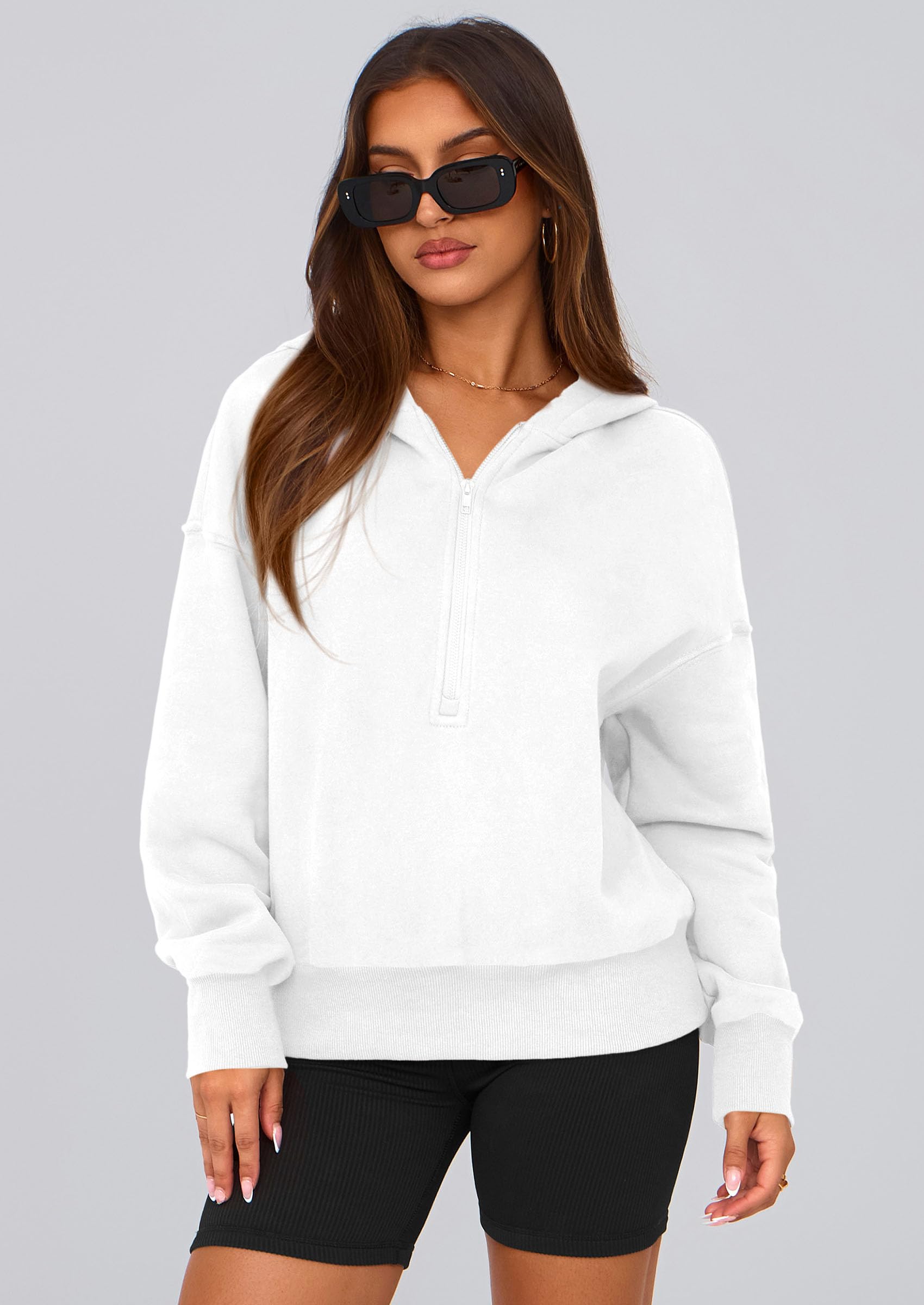 Women's Fall Half Zip Cropped Hoodie Sweatshirt